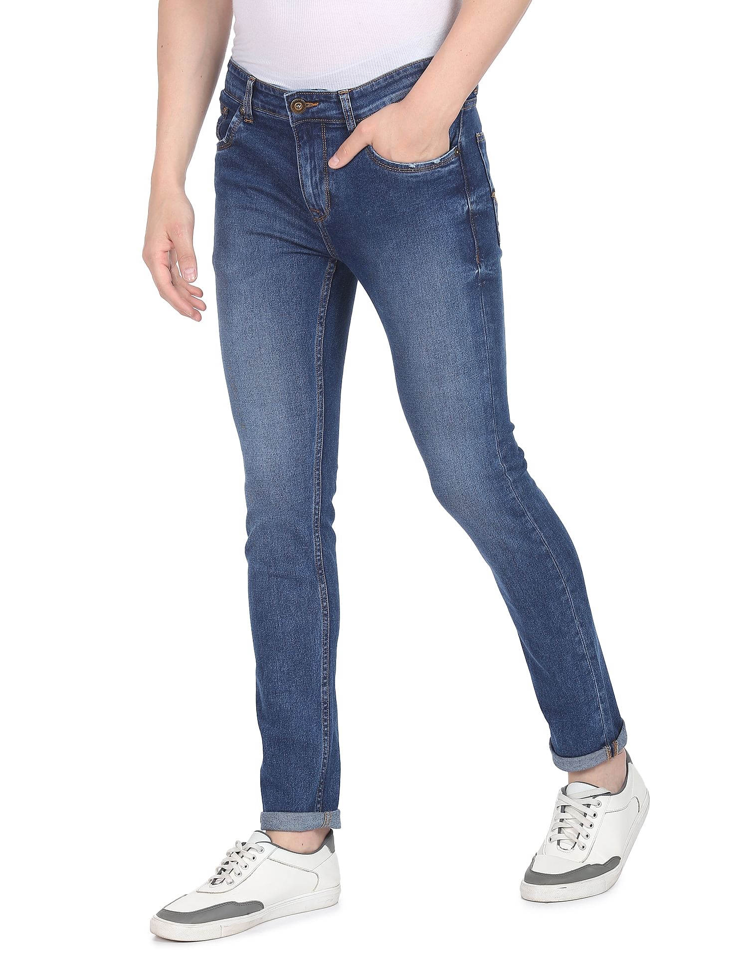 AD by Arvind Stone Wash Skinny Fit Stretch Jeans