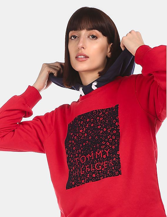 tommy hilfiger red sweatshirt women's