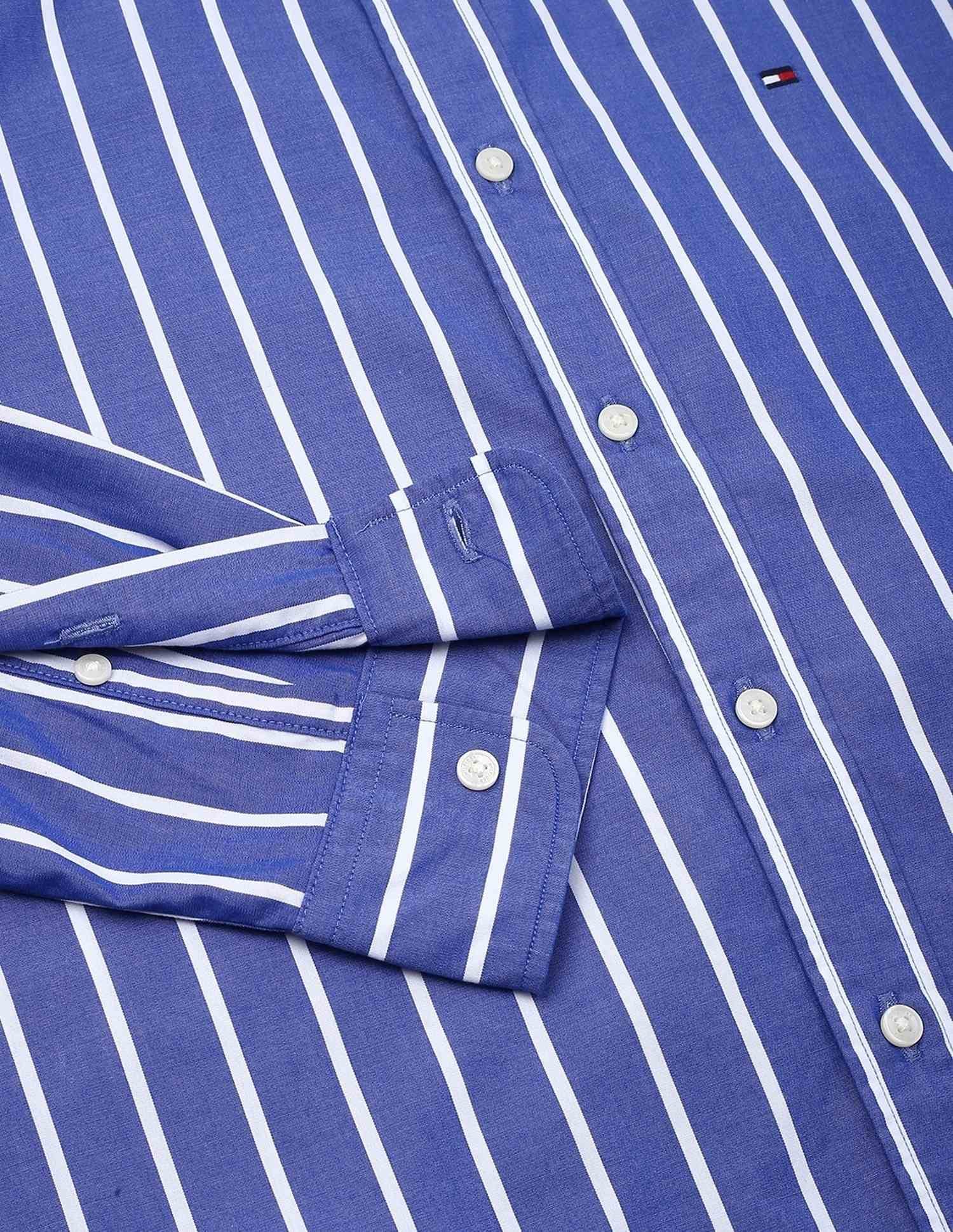 Buy Tommy Hilfiger Mens Blue Vertical Striped Shirt