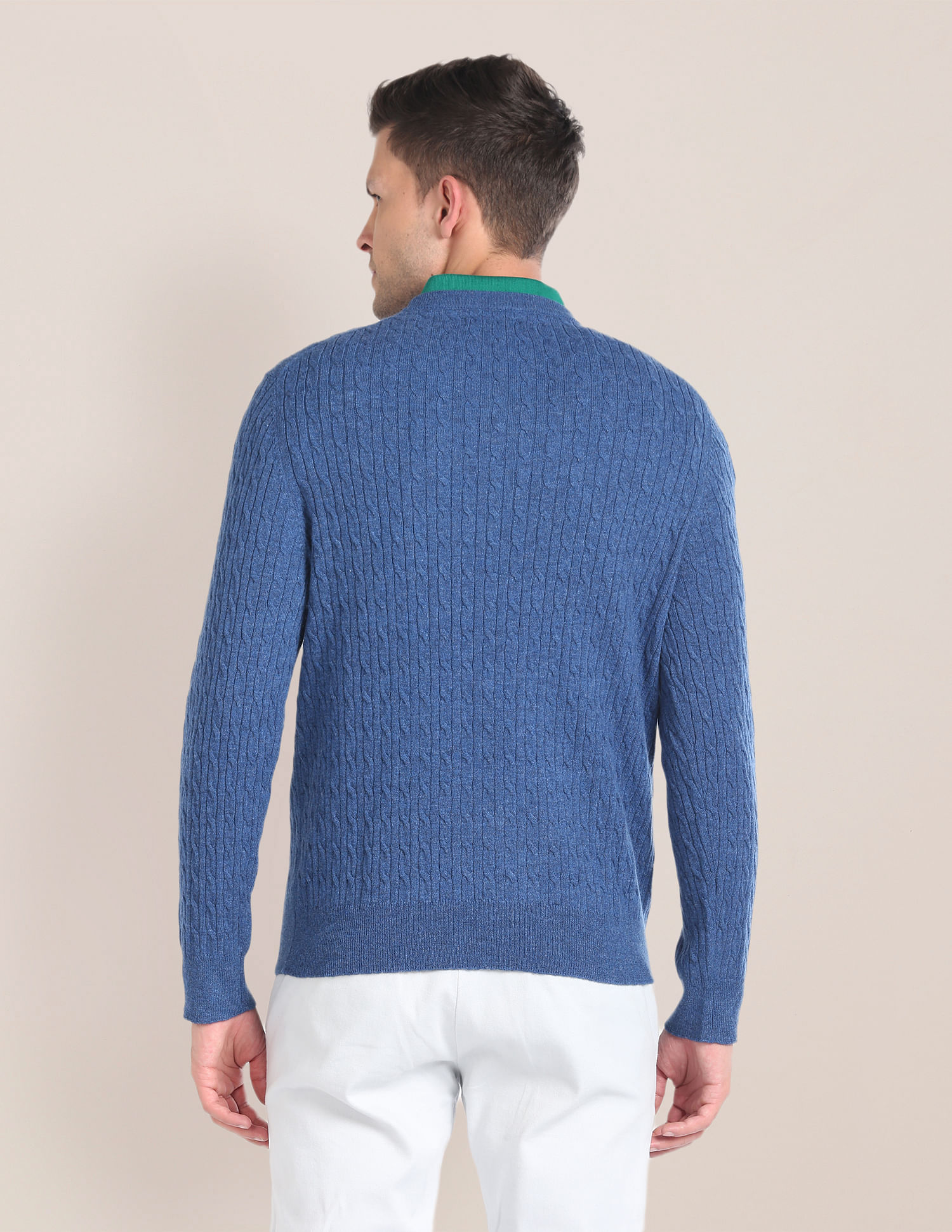 ★XTONZ★CABLE KNIT POLO Cable-Knit Cotton Polo-Collar Sweater