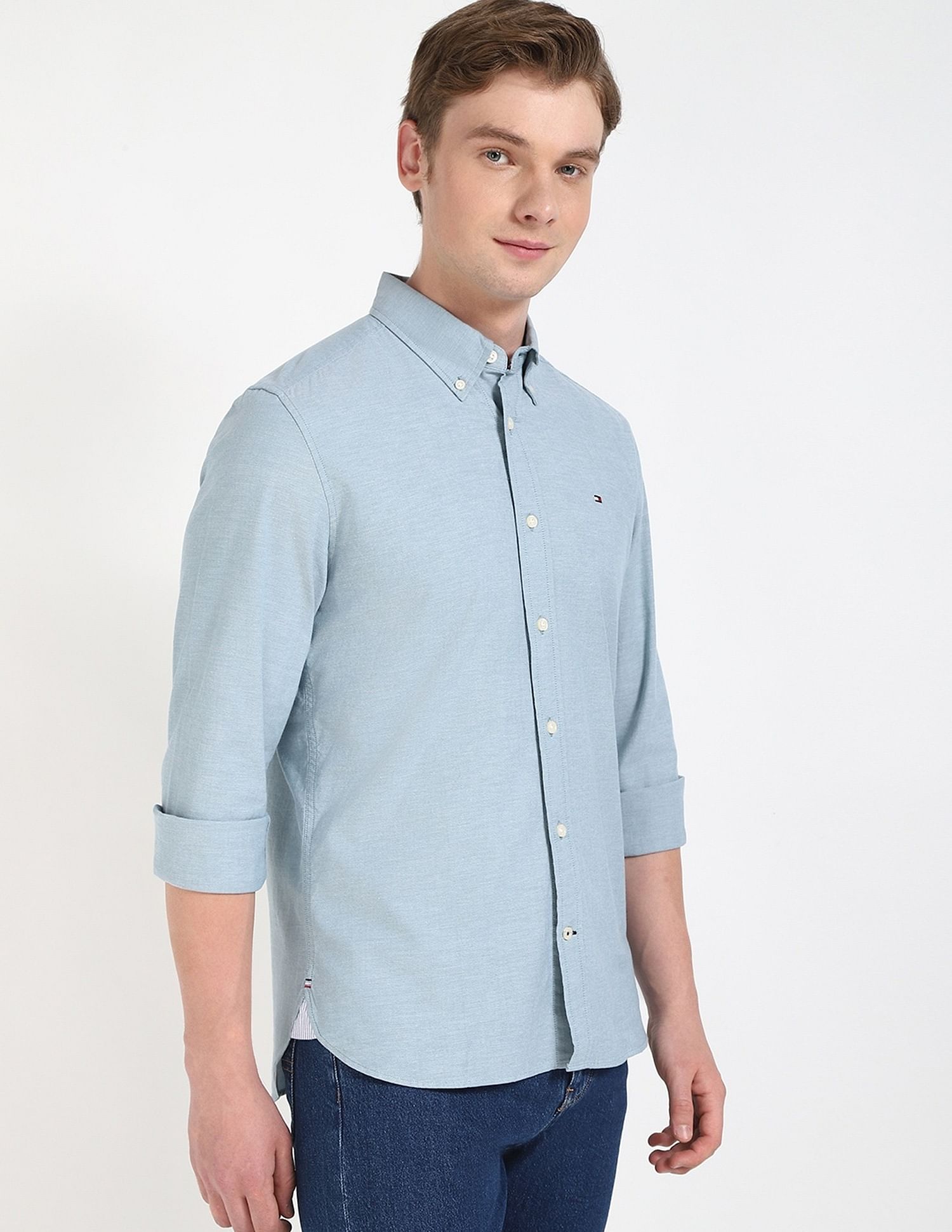 Tommy Hilfiger Solid Regular-Fit Cotton Shirt