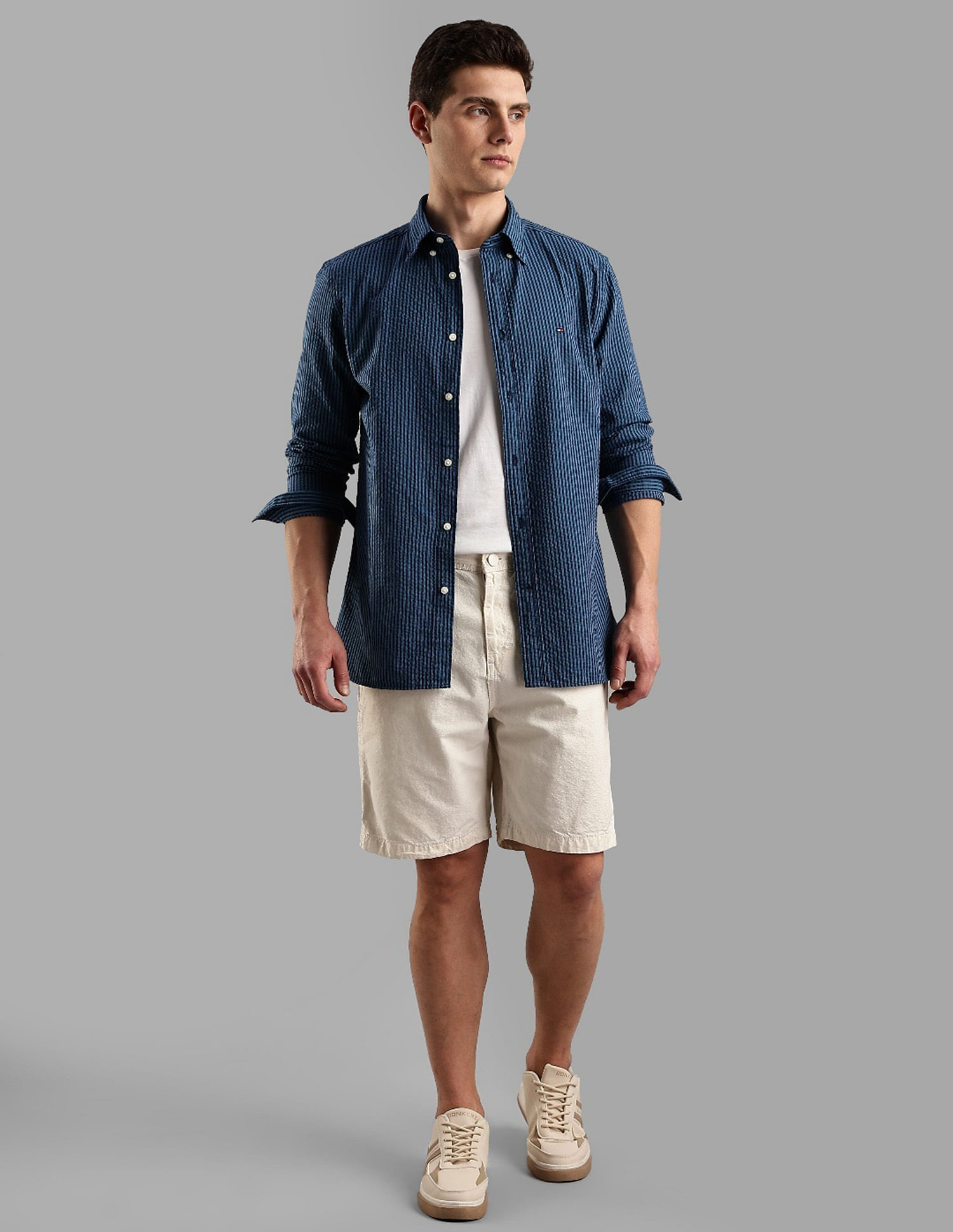 Tommy Hilfiger Striped Regular Fit Plain Woven Shirt