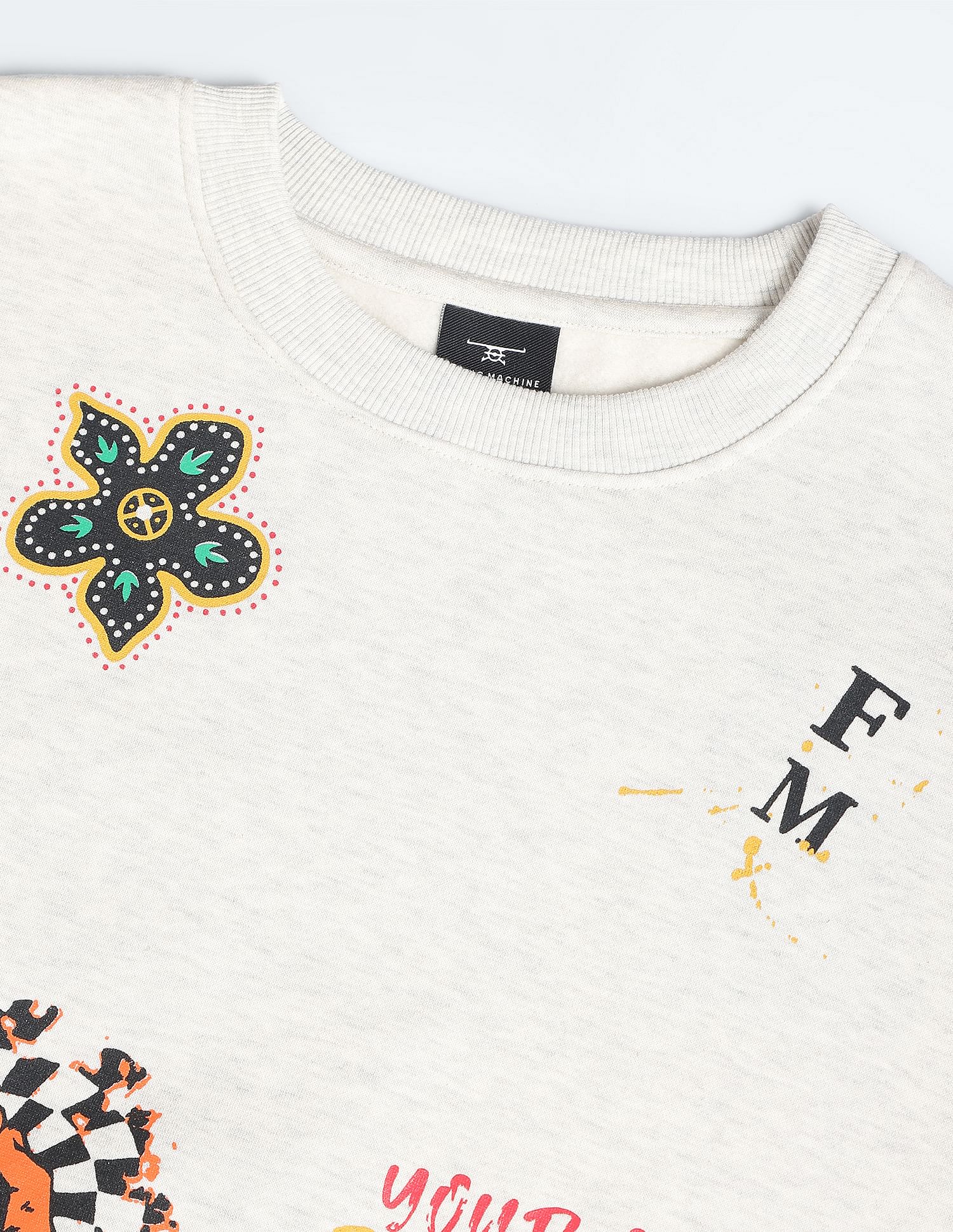 Flying Machine Graphic Print Oversized Sweatshirt