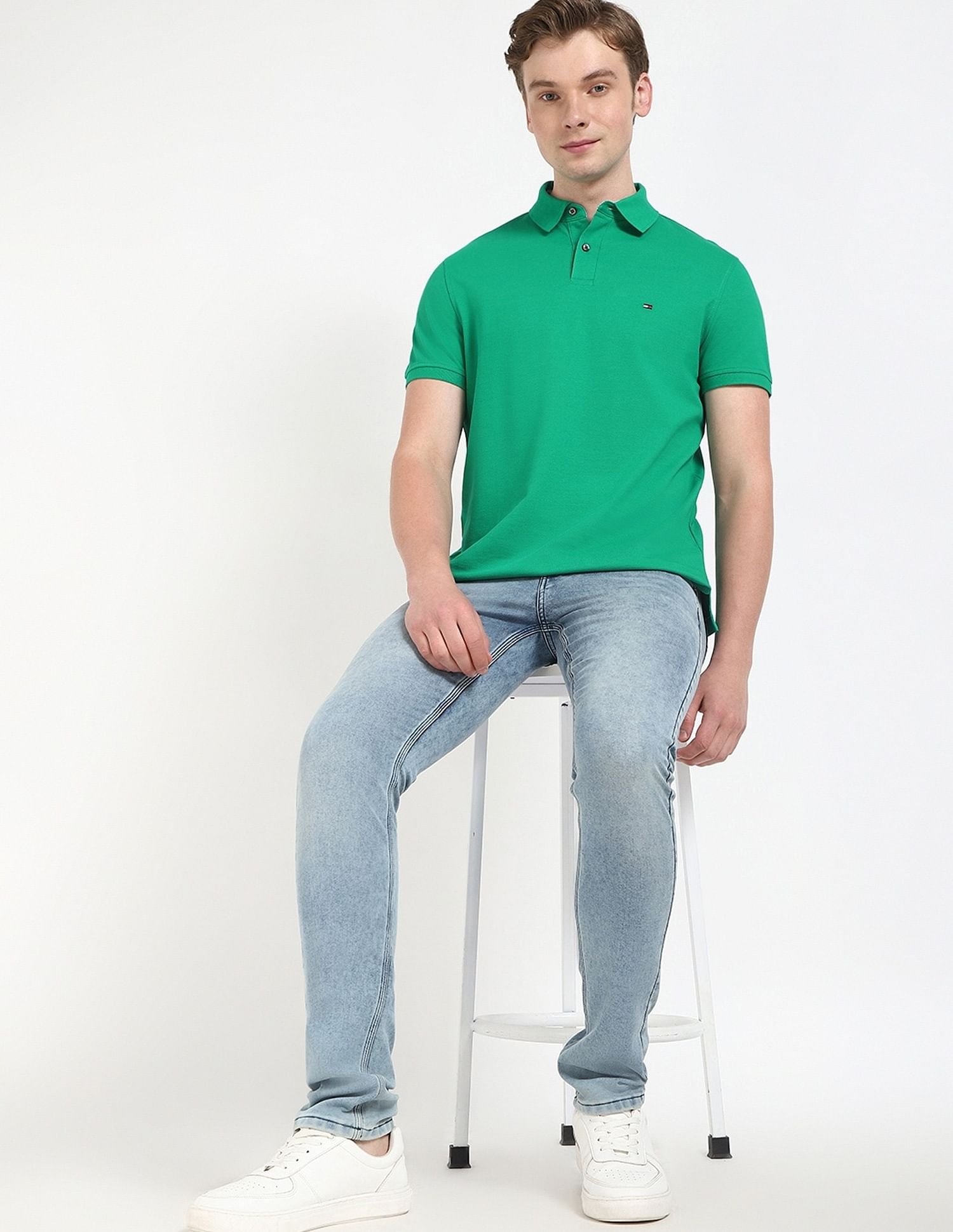 Tommy Hilfiger Solid Regular-Fit Cotton Polo Shirt