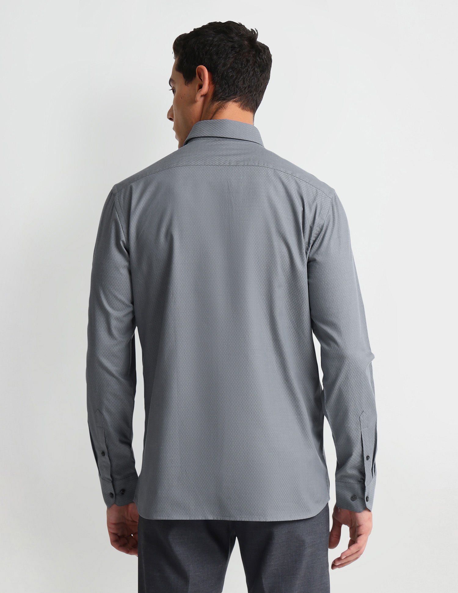 Arrow Geometric Patterned Dobby Slim Shirt