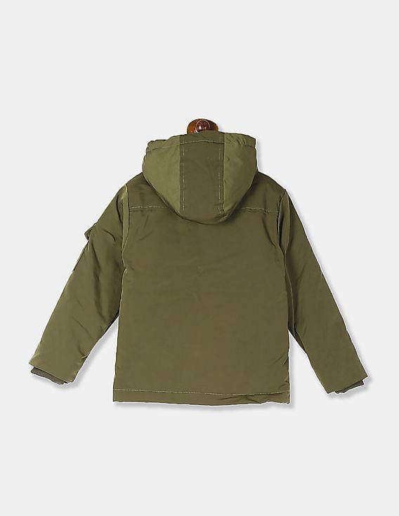 U.S. Polo Assn. Kids Boys Green Hooded Parka Jacket