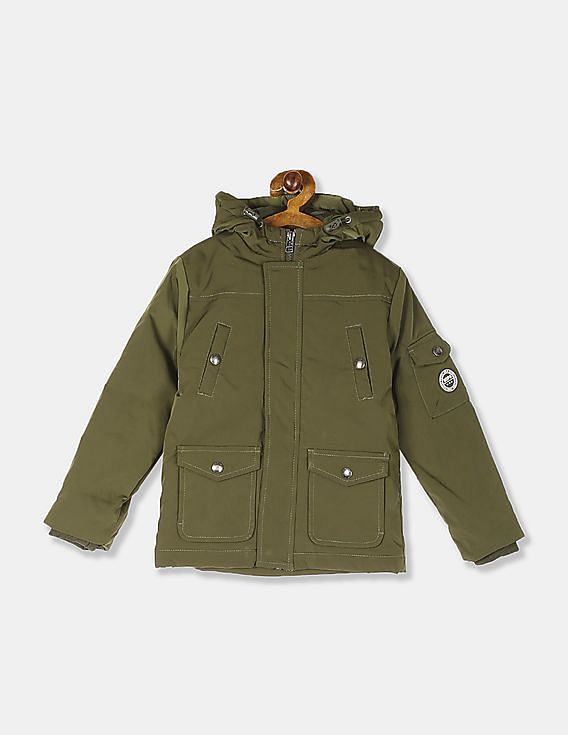 U.S. Polo Assn. Kids Boys Green Hooded Parka Jacket