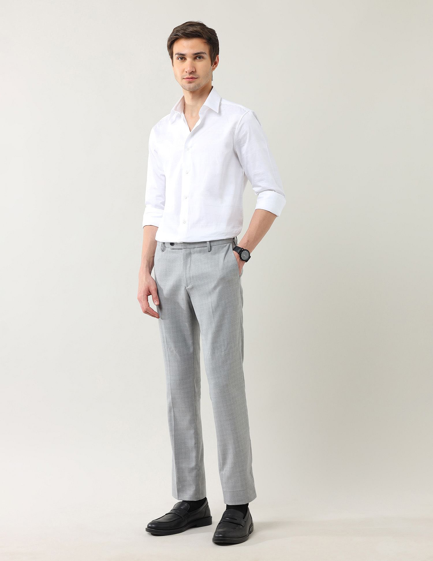 Arrow Mid Rise Checked Trousers