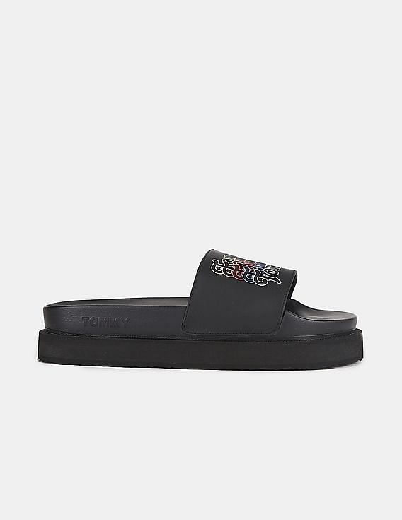 Black tommy hilfiger online slides