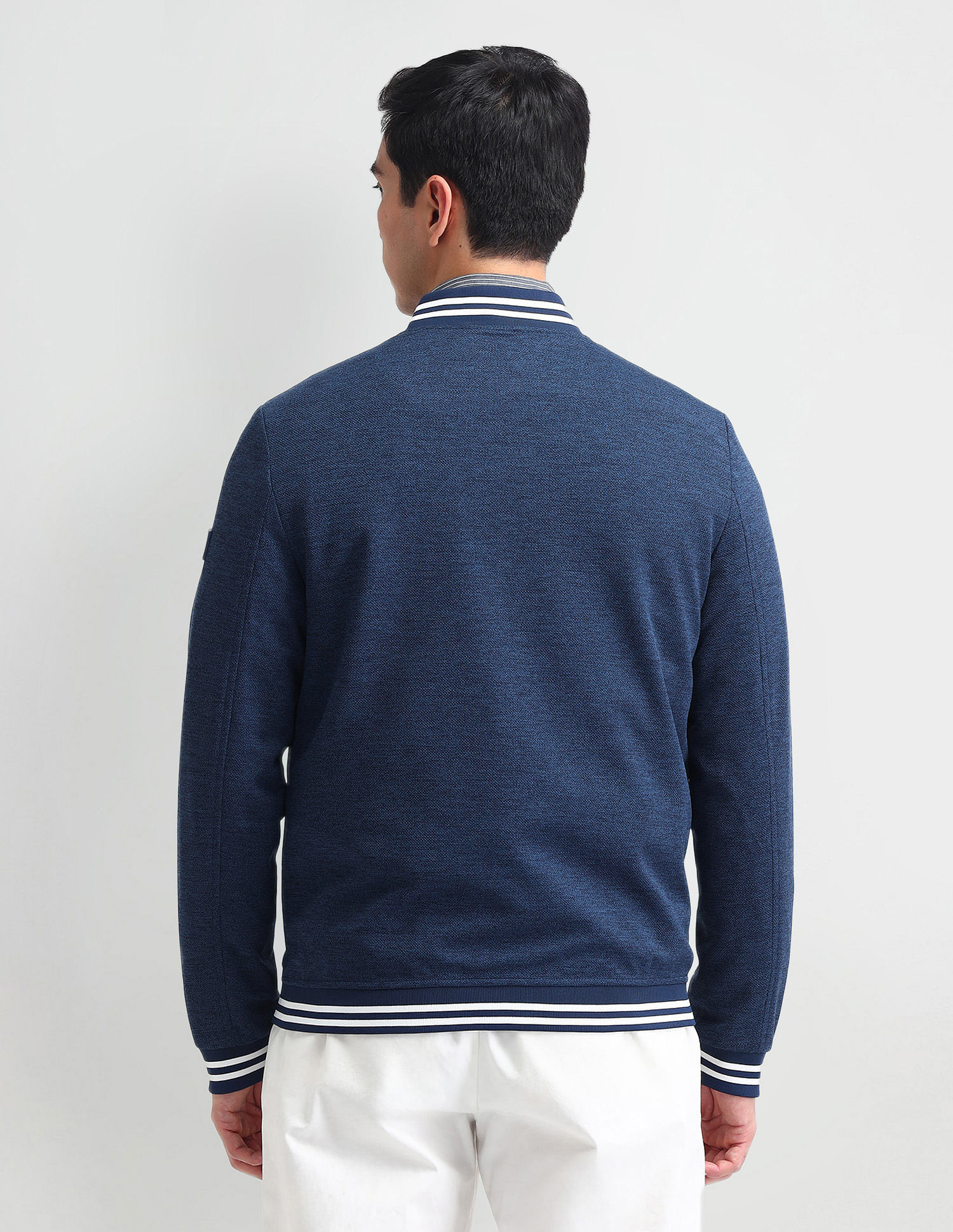 Arrow Sport Stand Neck Knitted Bomber Jacket