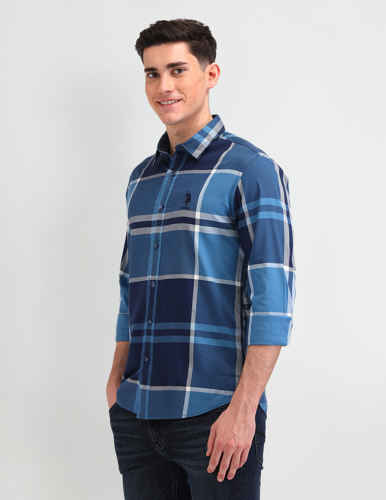U.S. Polo Assn. Denim Co. Grid Tattersall Checked Slim Fit Shirt