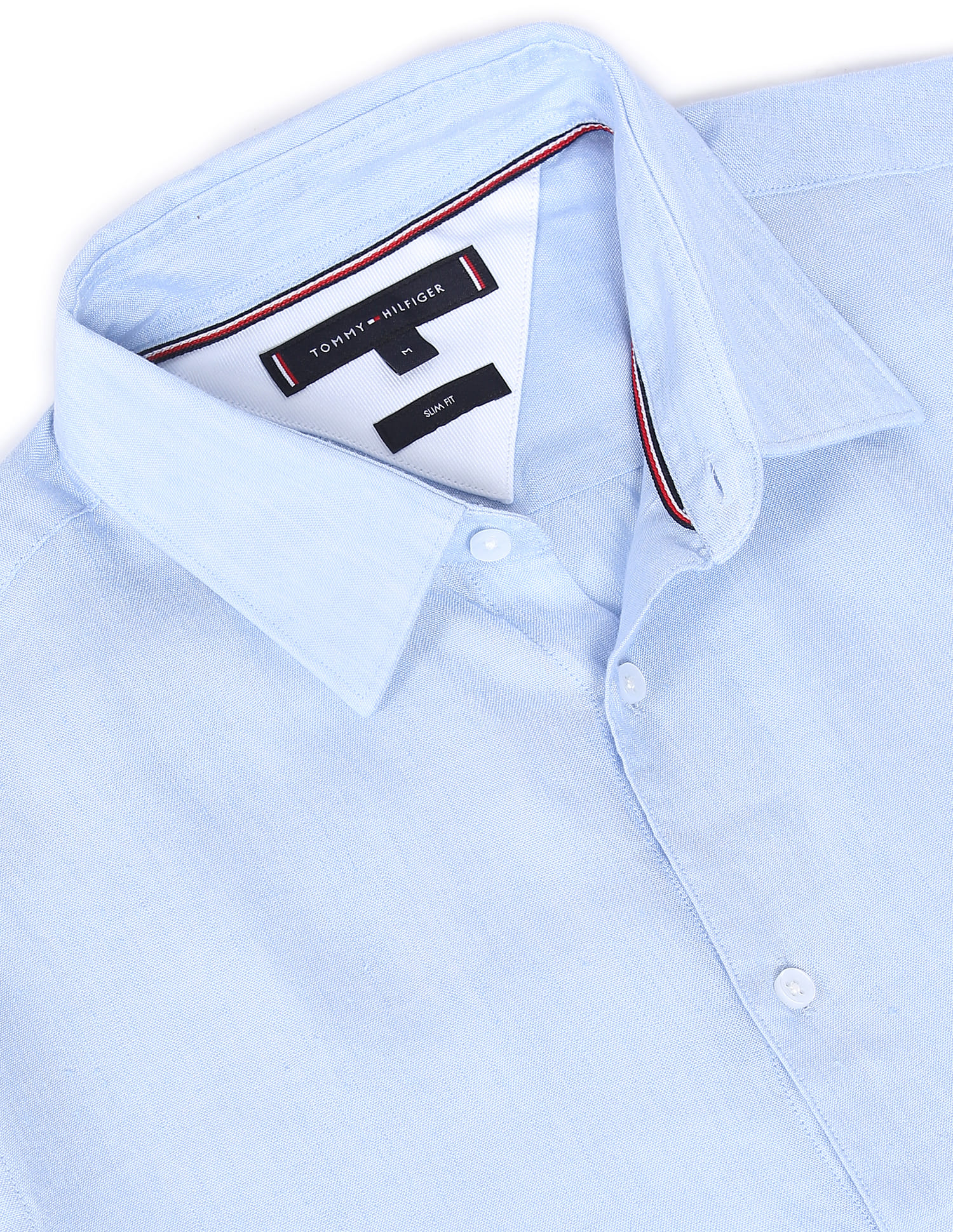 Buy Tommy Hilfiger Men Light Blue Linen Tencel Slim Fit Solid