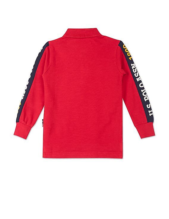 U.S. Polo Assn. Kids Long Sleeve Brand Panelled Polo Shirt
