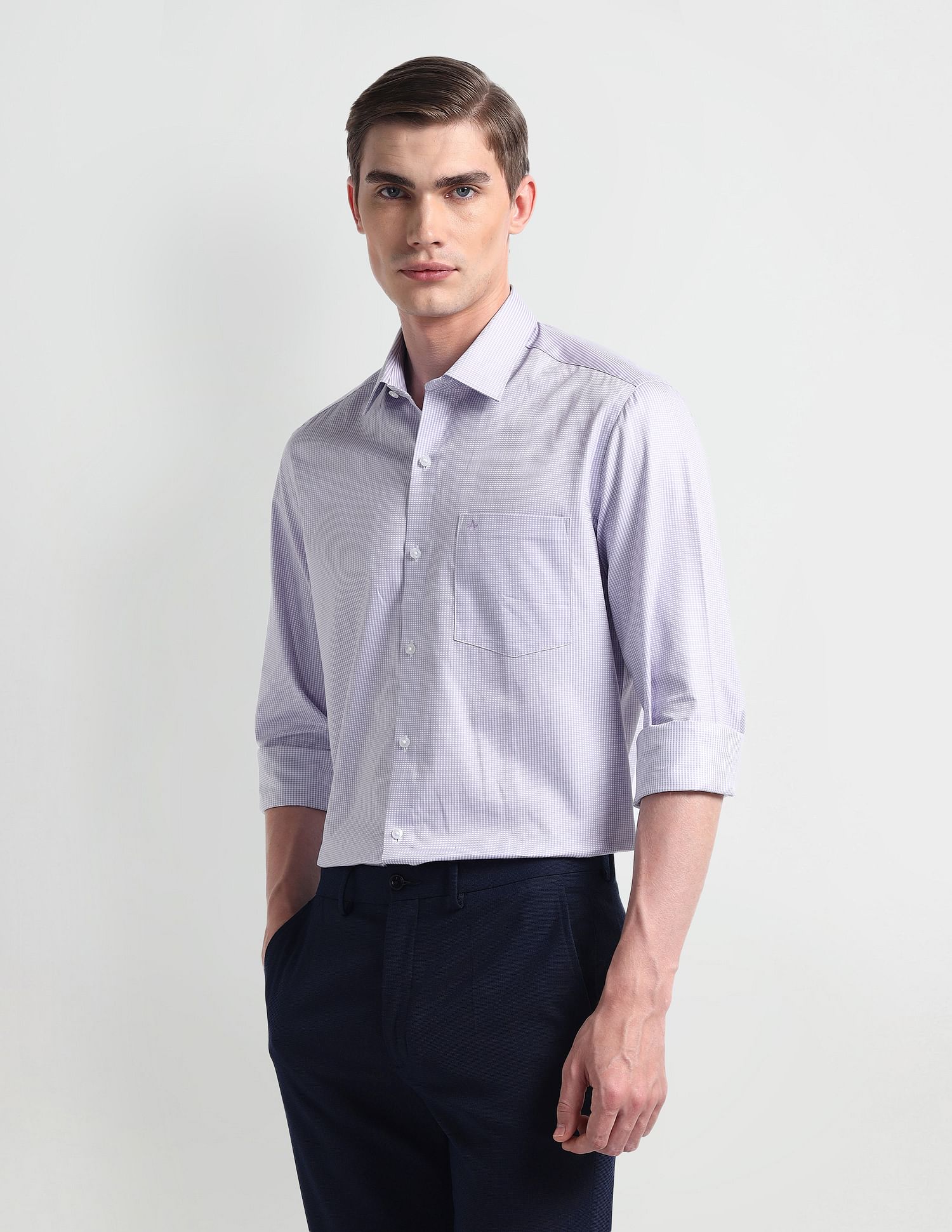 Arrow Manhattan Slim Fit Micro Checked Shirt
