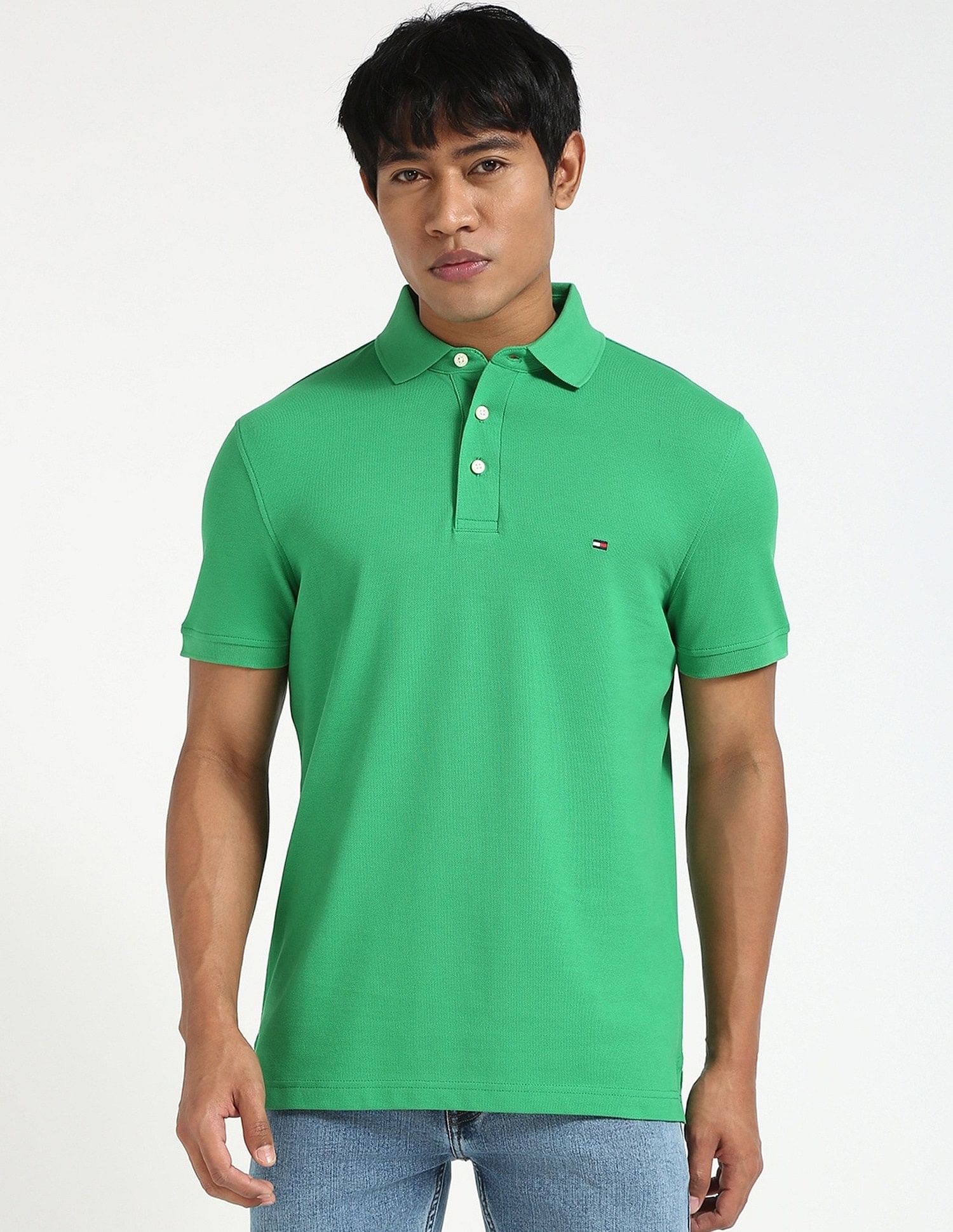 Tommy Hilfiger Solid Slim-Fit Cotton Polo Shirt