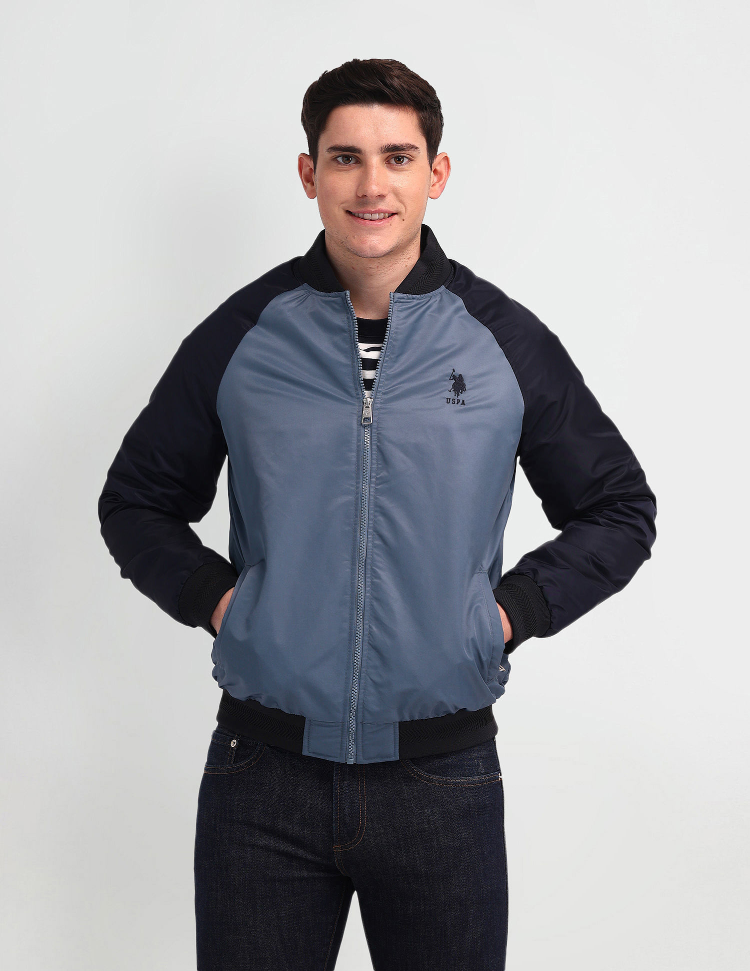 U.S. Polo Assn. Denim Co. Regular Fit Solid Bomber Jacket