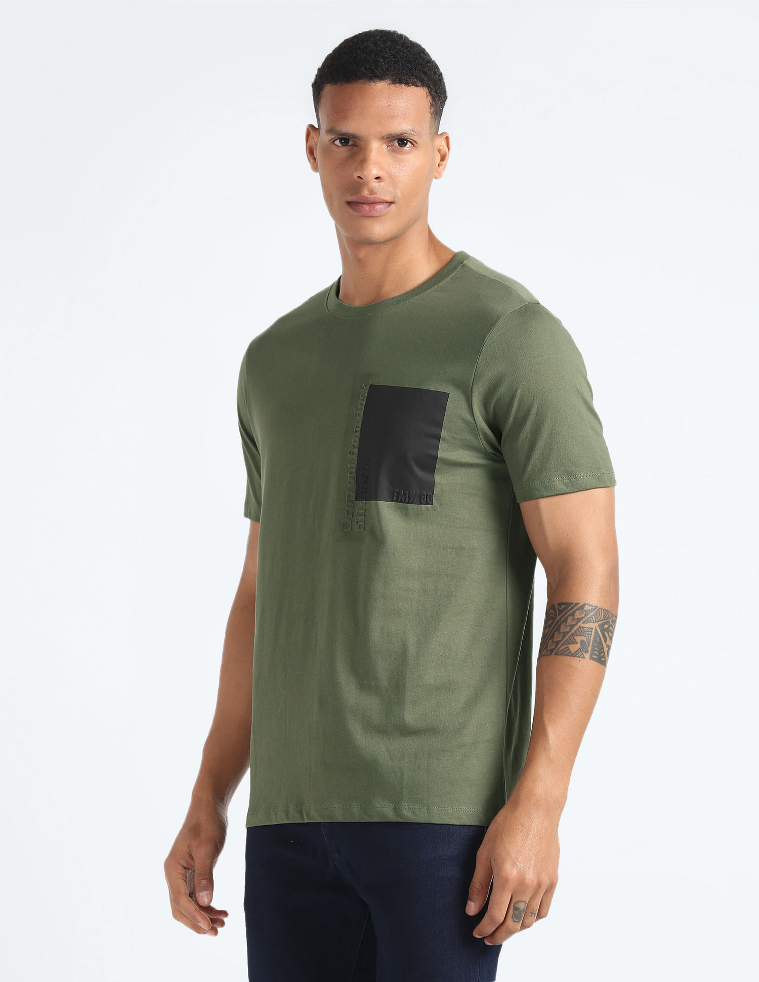 Flying Machine Crew Neck Embossed T-Shirt