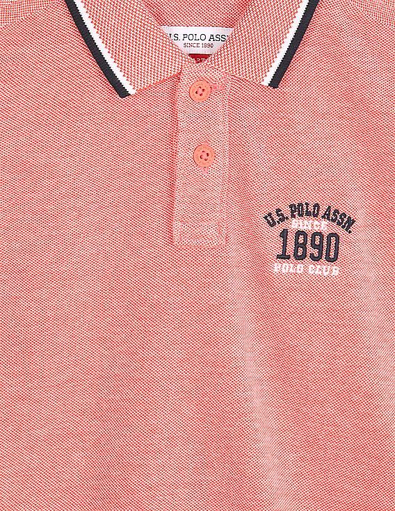 U.S. Polo Assn. Kids Boys Tipped Collar Patterned Knit Polo Shirt