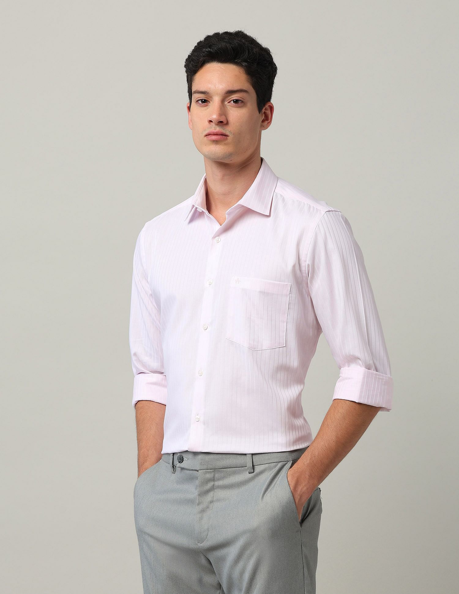 Arrow Polyester Vertical Striped Shirt