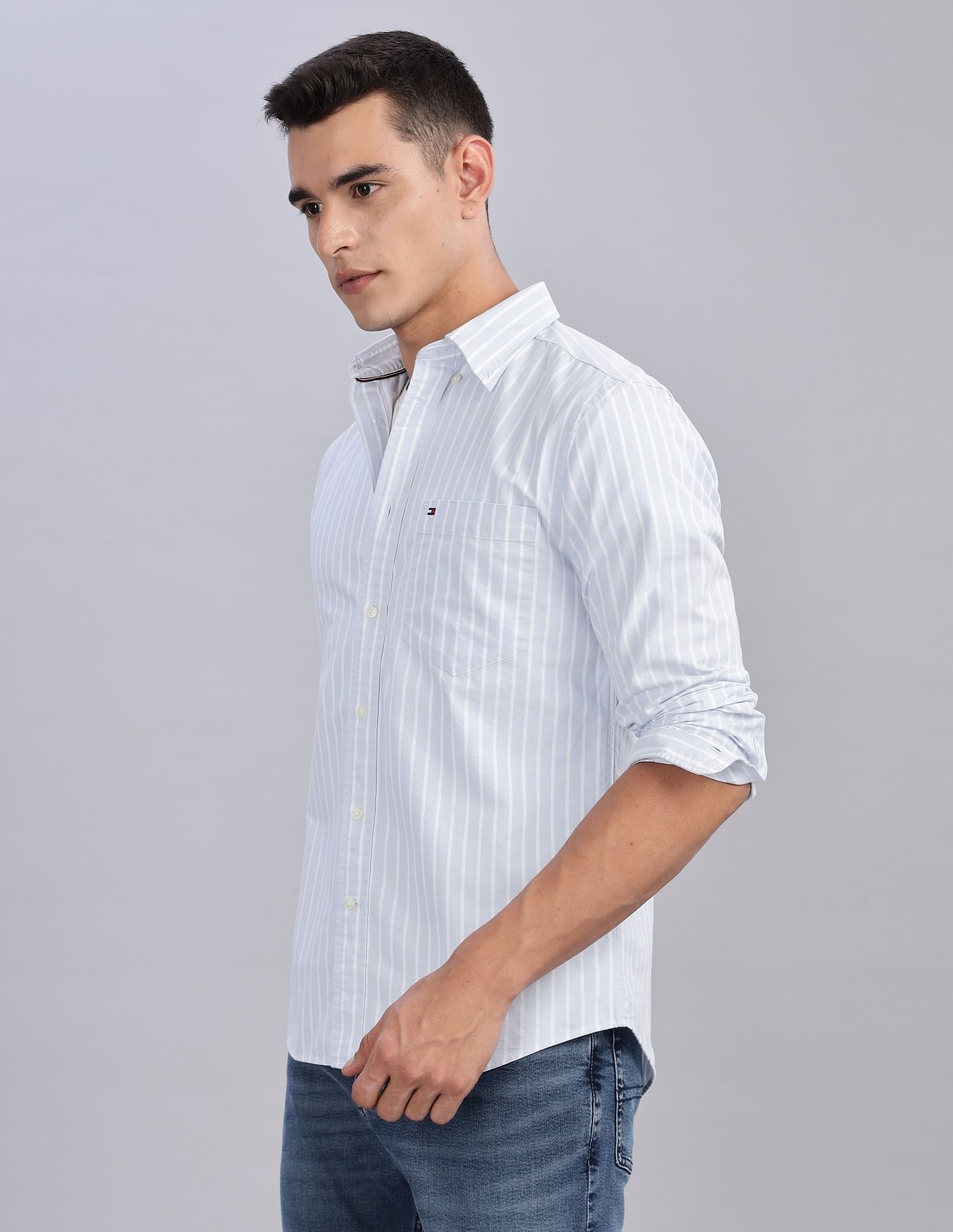 Tommy Hilfiger Vertical Stripes Regular-Fit Oxford Woven Shirt
