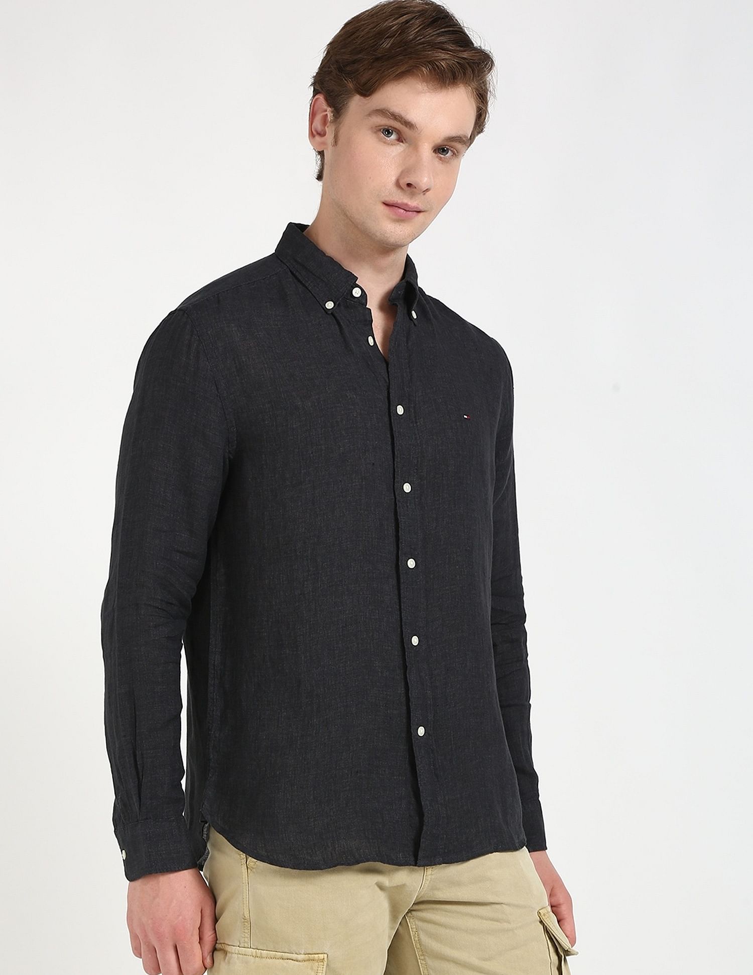 Tommy Hilfiger Solid Regular-Fit Linen Shirt