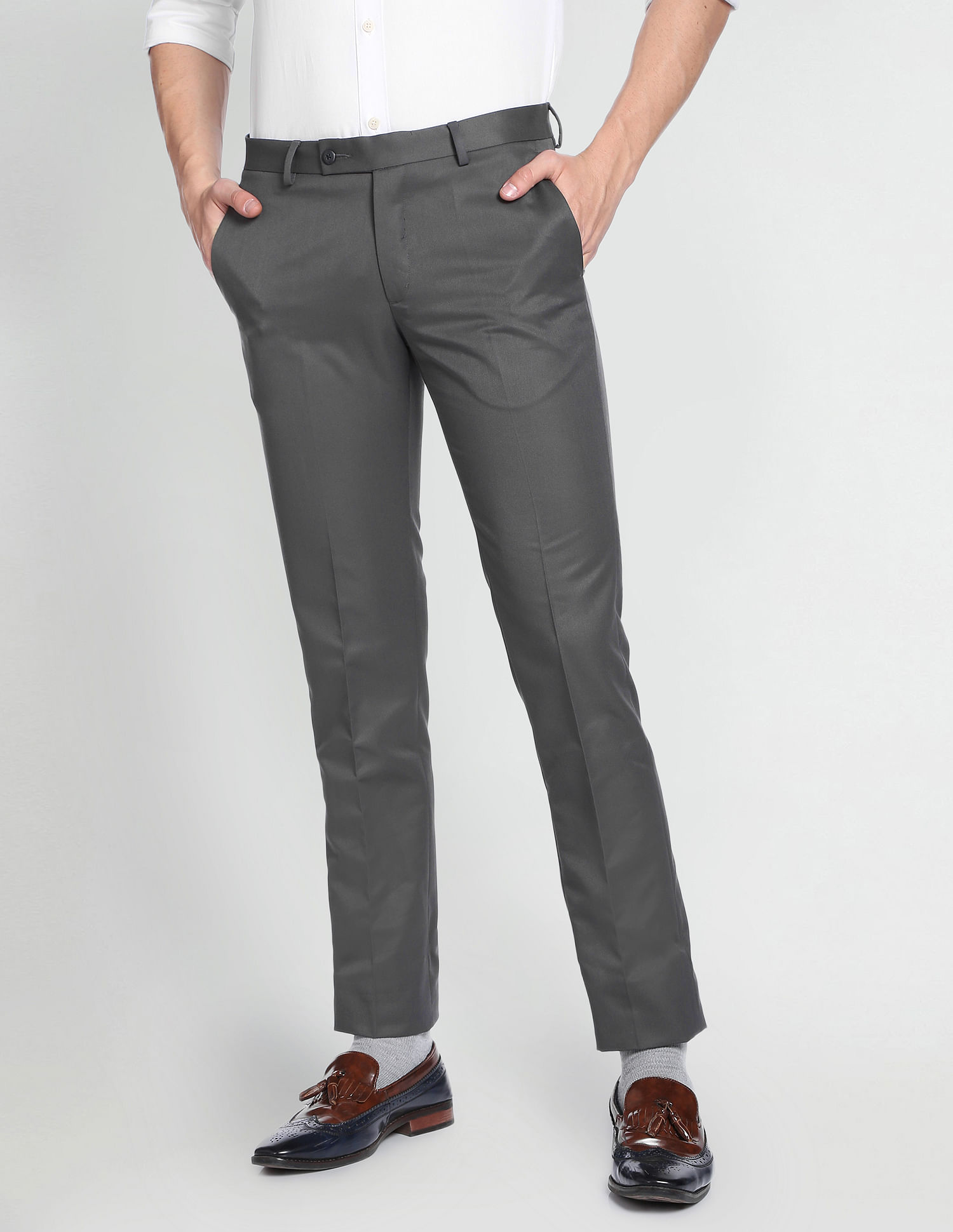 Buy Arrow Sport Mens Slim Fit Geometric Printed Casual Trousers Online -  Lulu Hypermarket India