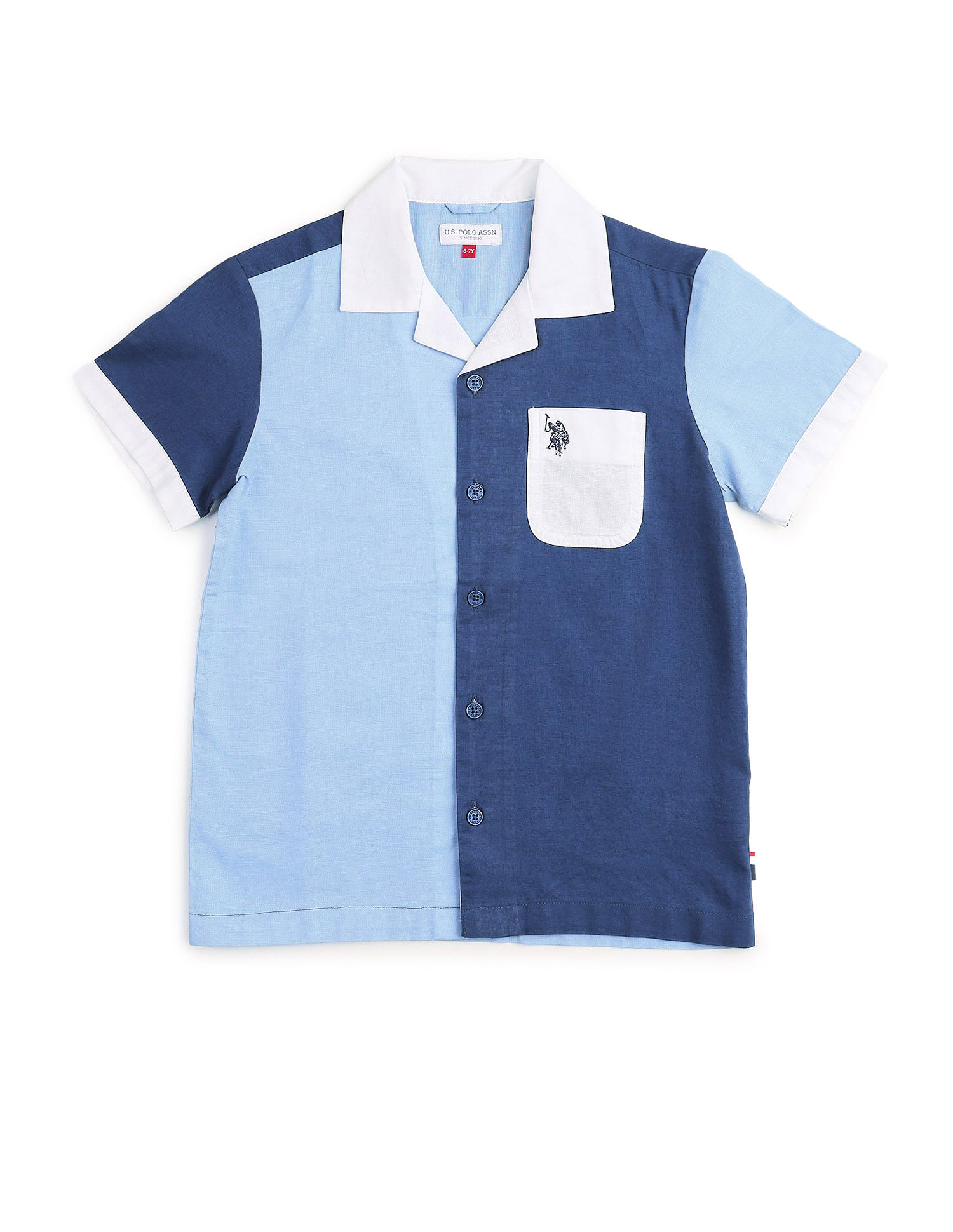 U.S. Polo Assn. Kids Boys Colourblocked Regular Fit Shirt