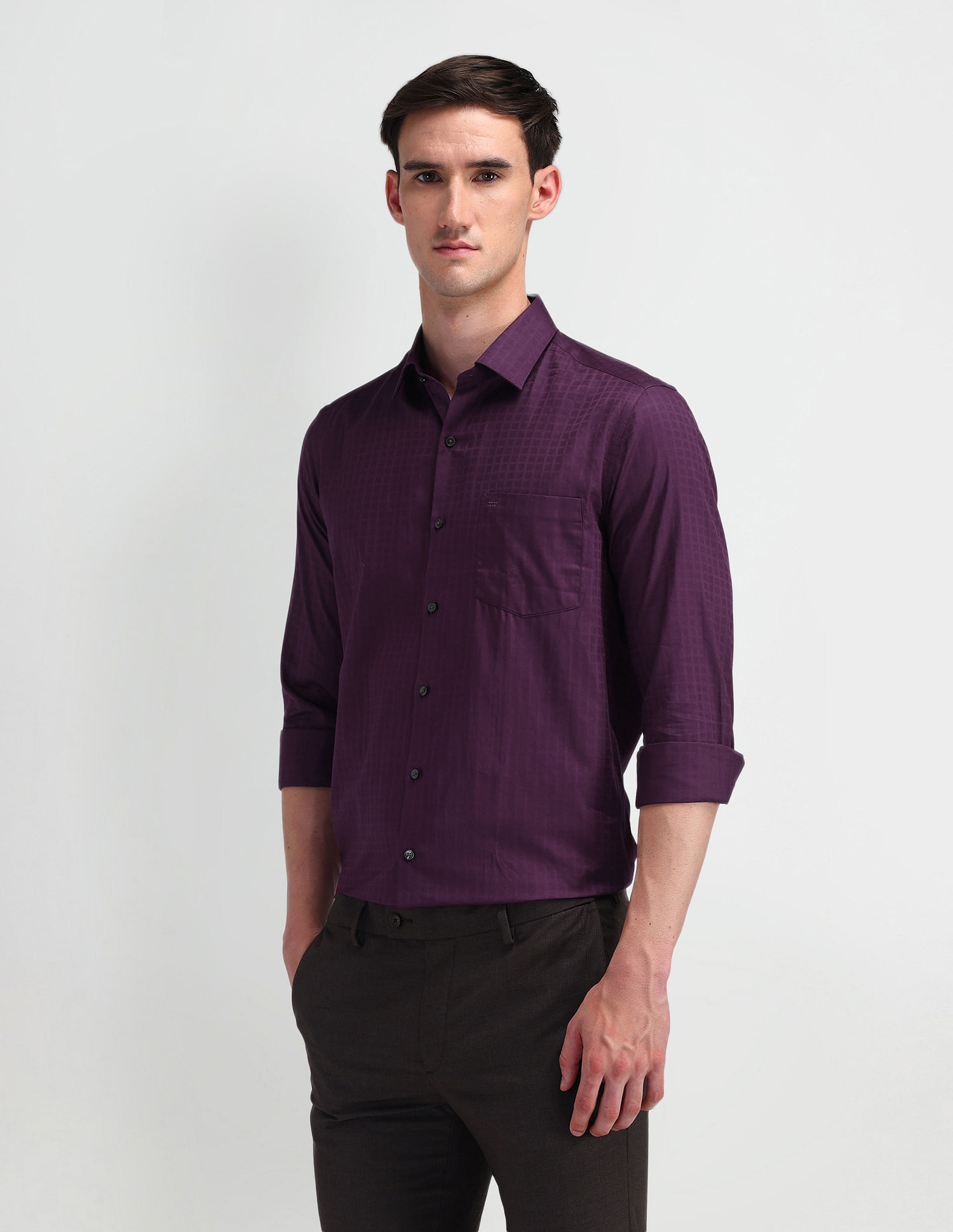Arrow Manhattan Slim Fit Windowpane Checked Shirt