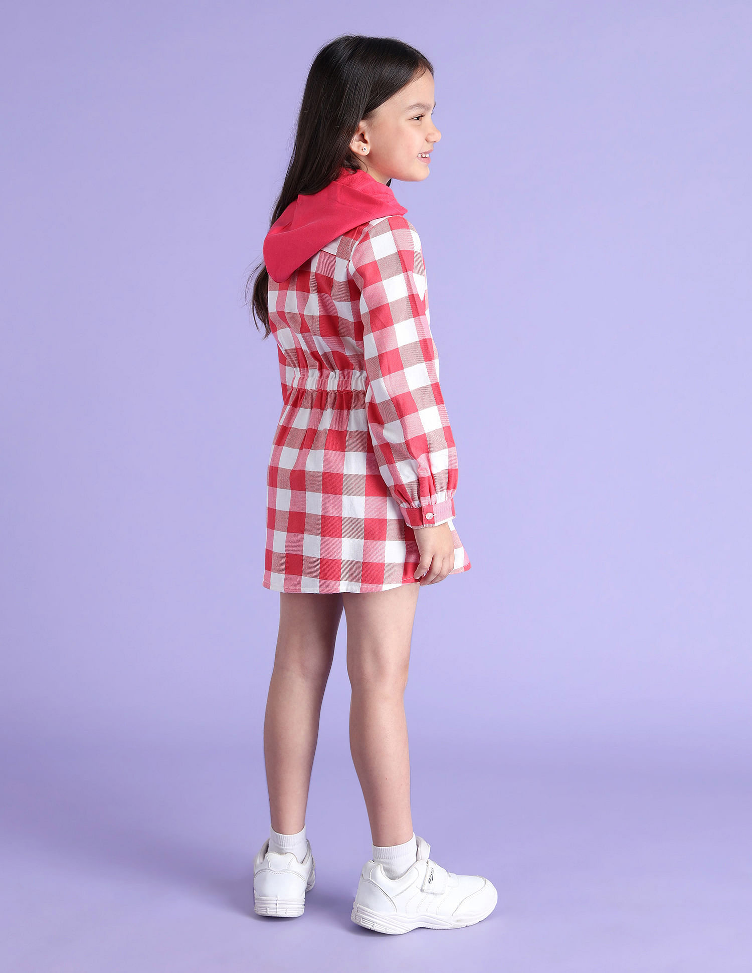 U.S. Polo Assn. Kids Girls Hooded Checked Dress