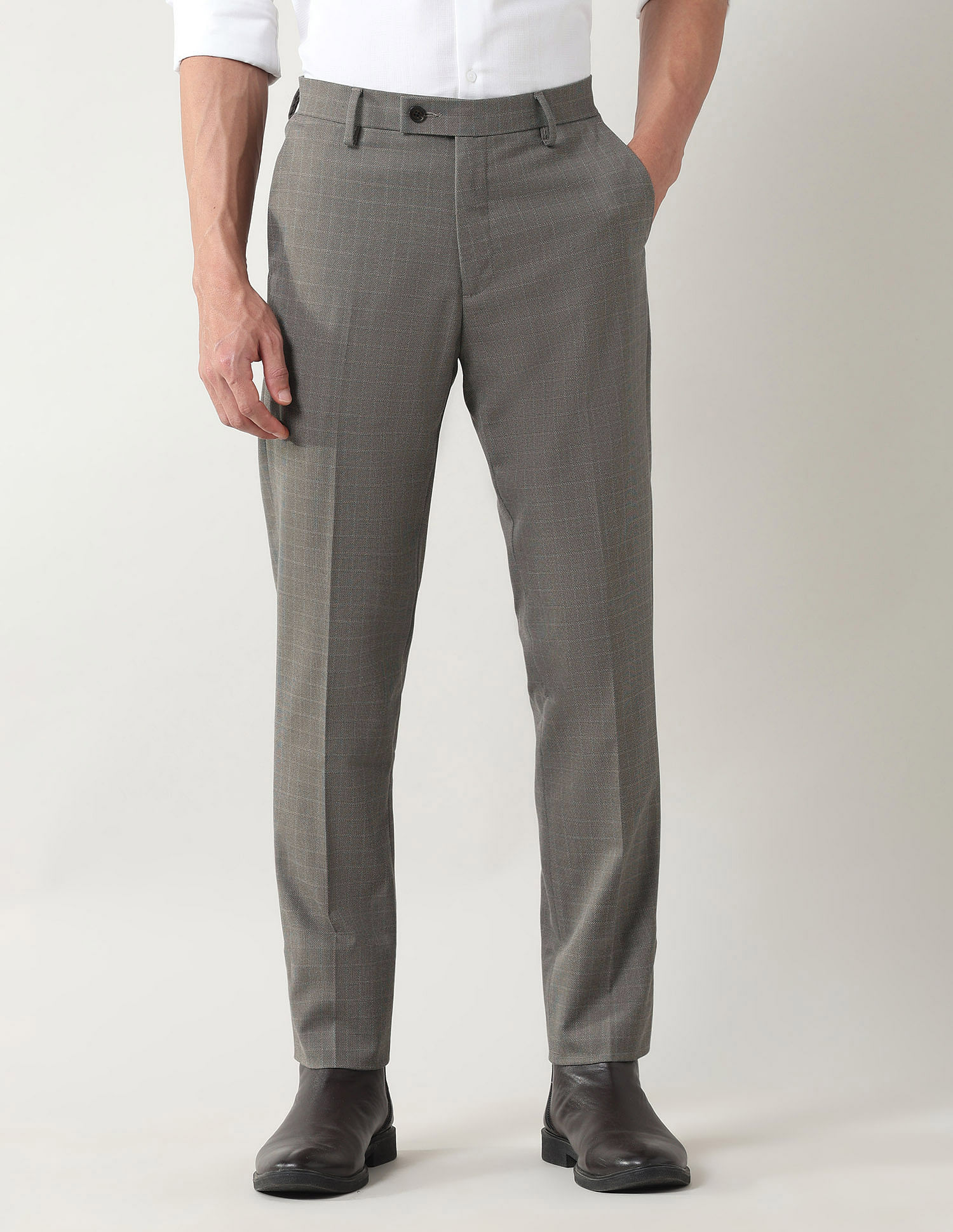 Arrow Slim Fit Checked Trousers