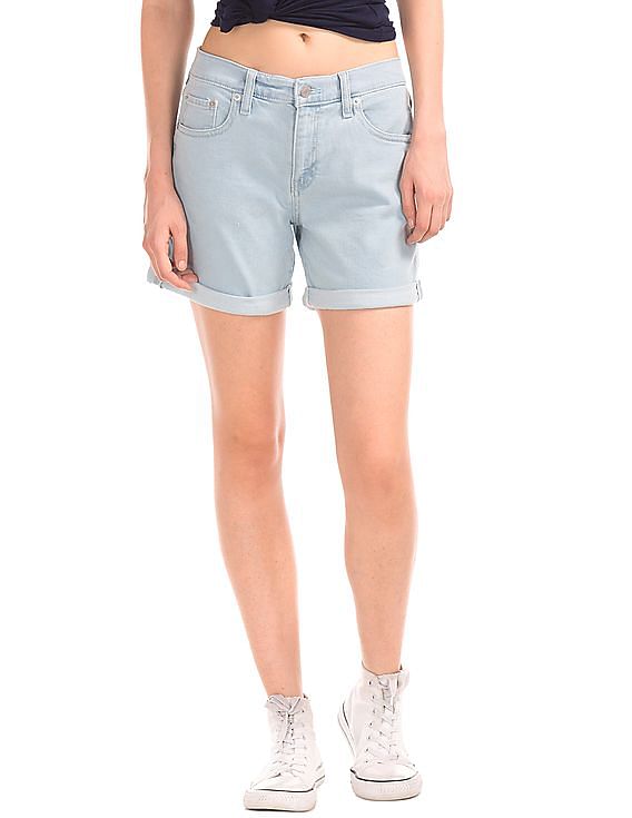 Buy GAP Women Women Blue Mid Rise Denim Roll Shorts NNNOW