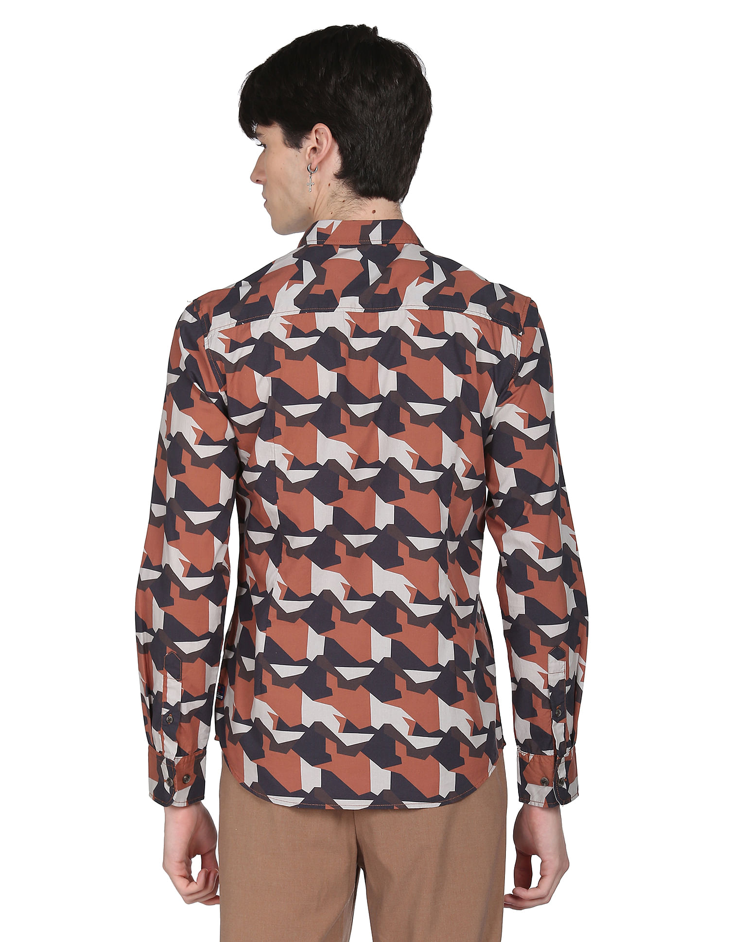 Flying Machine Abstract Print Cotton Shirt
