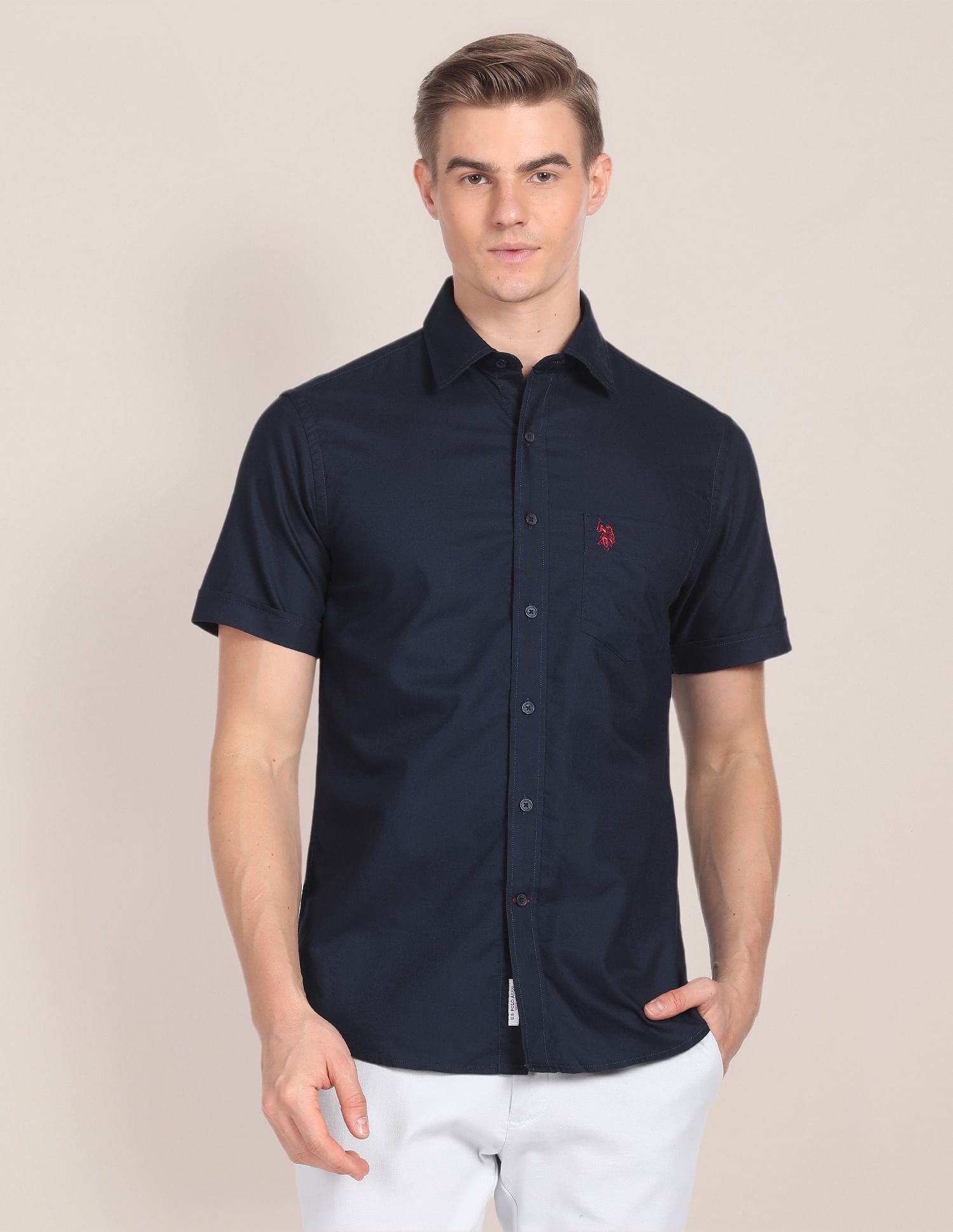 U.S. Polo Assn. Short Sleeve Cotton Solid Casual Shirt
