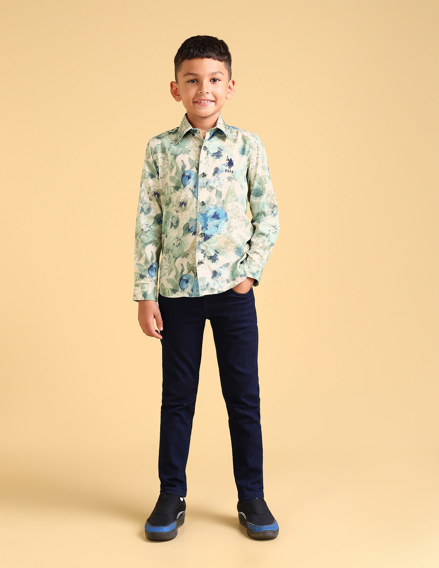 U.S. Polo Assn. Kids Boys Regular Fit Floral Boys Shirt