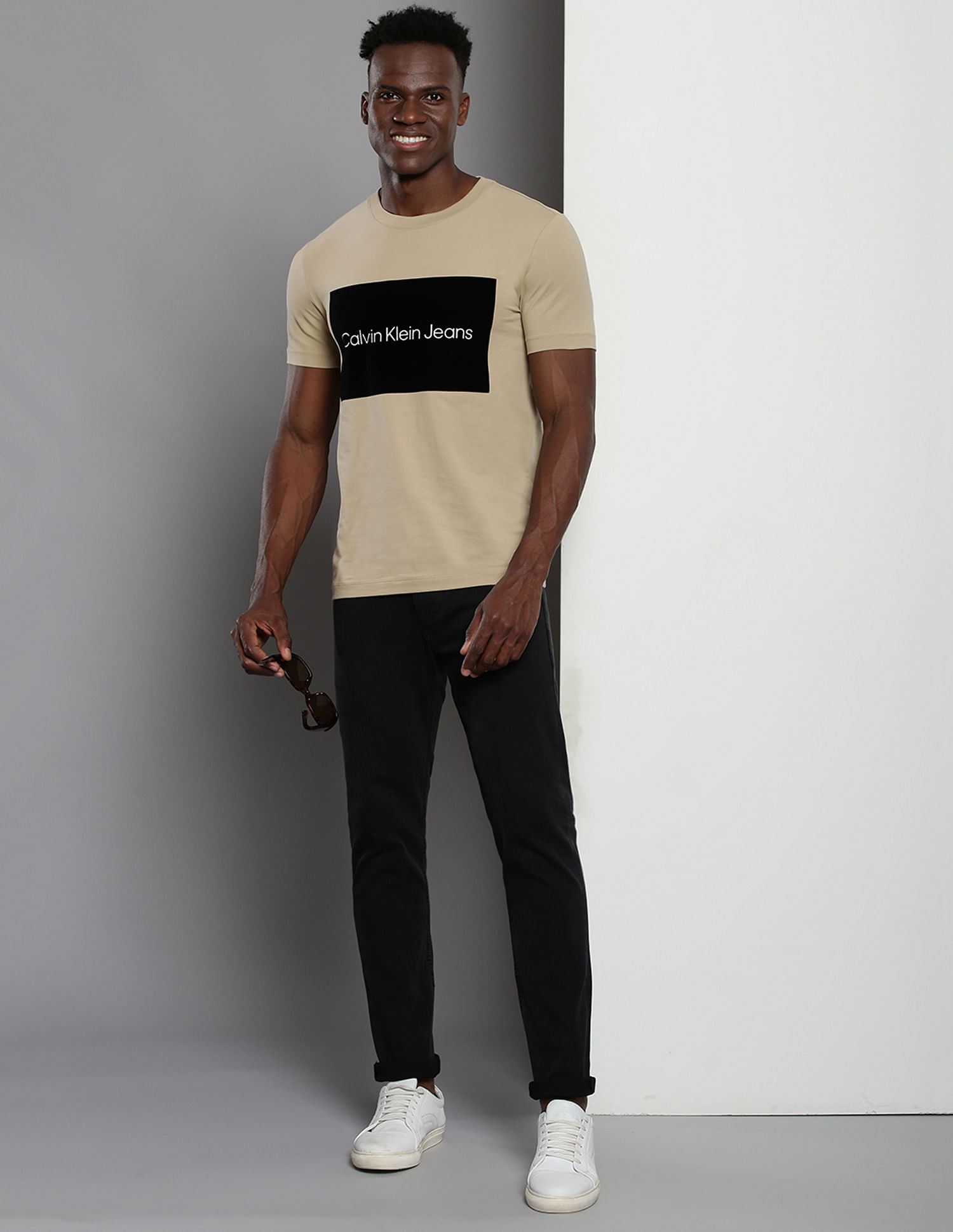 Buy Calvin Klein Institutional Flock Print T Shirt NNNOW