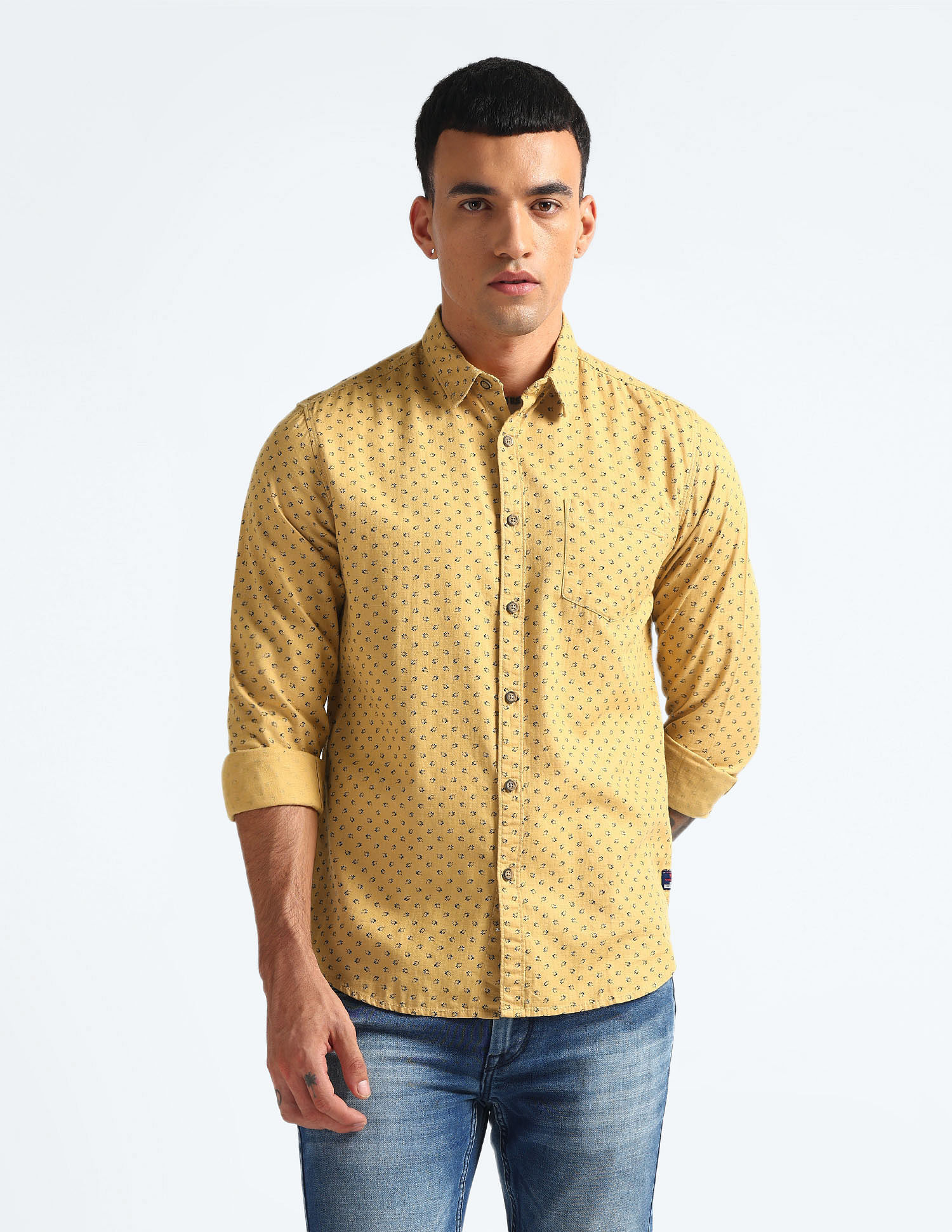 Flying Machine All-Over Print Pure Cotton Shirt