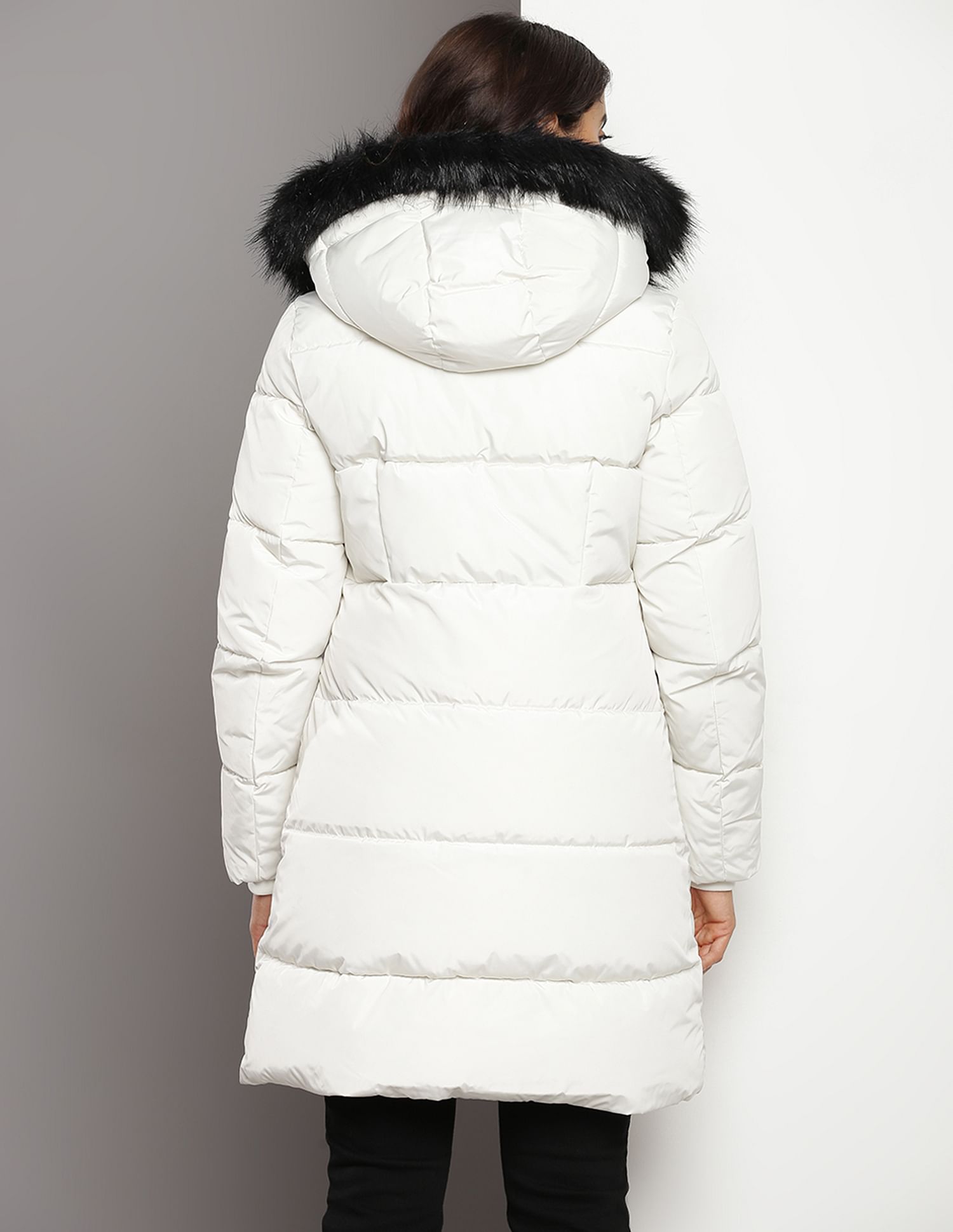 Calvin klein white faux fur jacket best sale