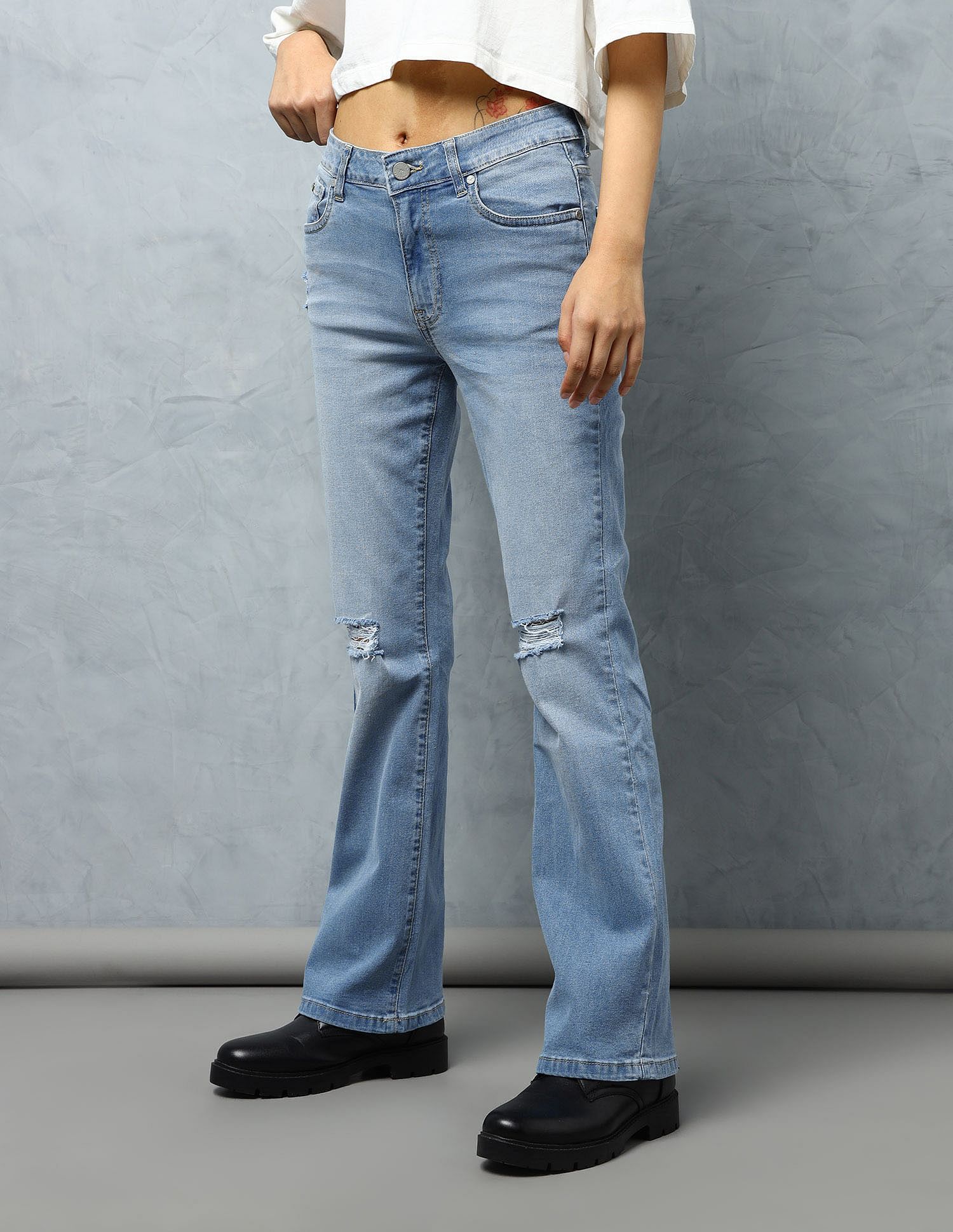 Flying Machine Women Mid Rise Skinny Bootcut Jeans