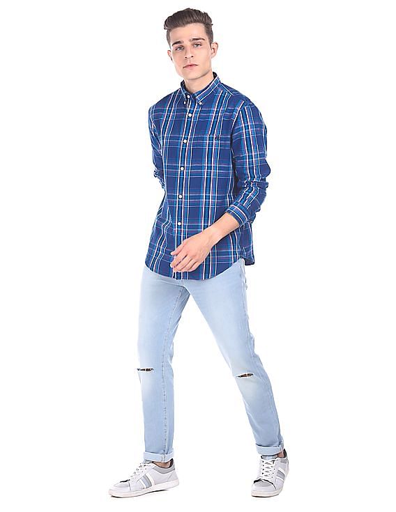 Aeropostale Men Light Blue Ripped Skinny fit Jeans