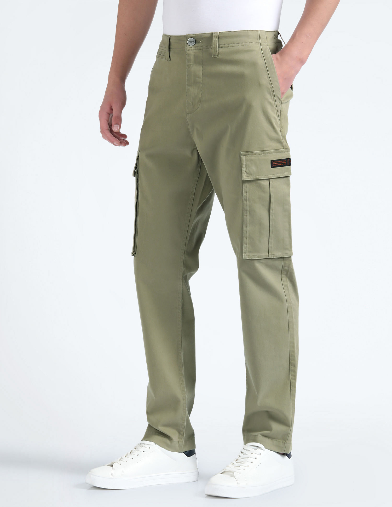 Buy FLYING MACHINE Mens Regular Fit Solid Casual Trousers | Shoppers Stop