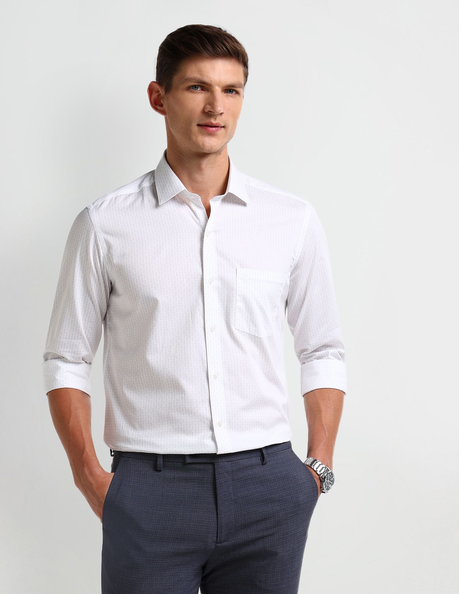 Arrow Manhattan Slim Fit Geometric Print Shirt