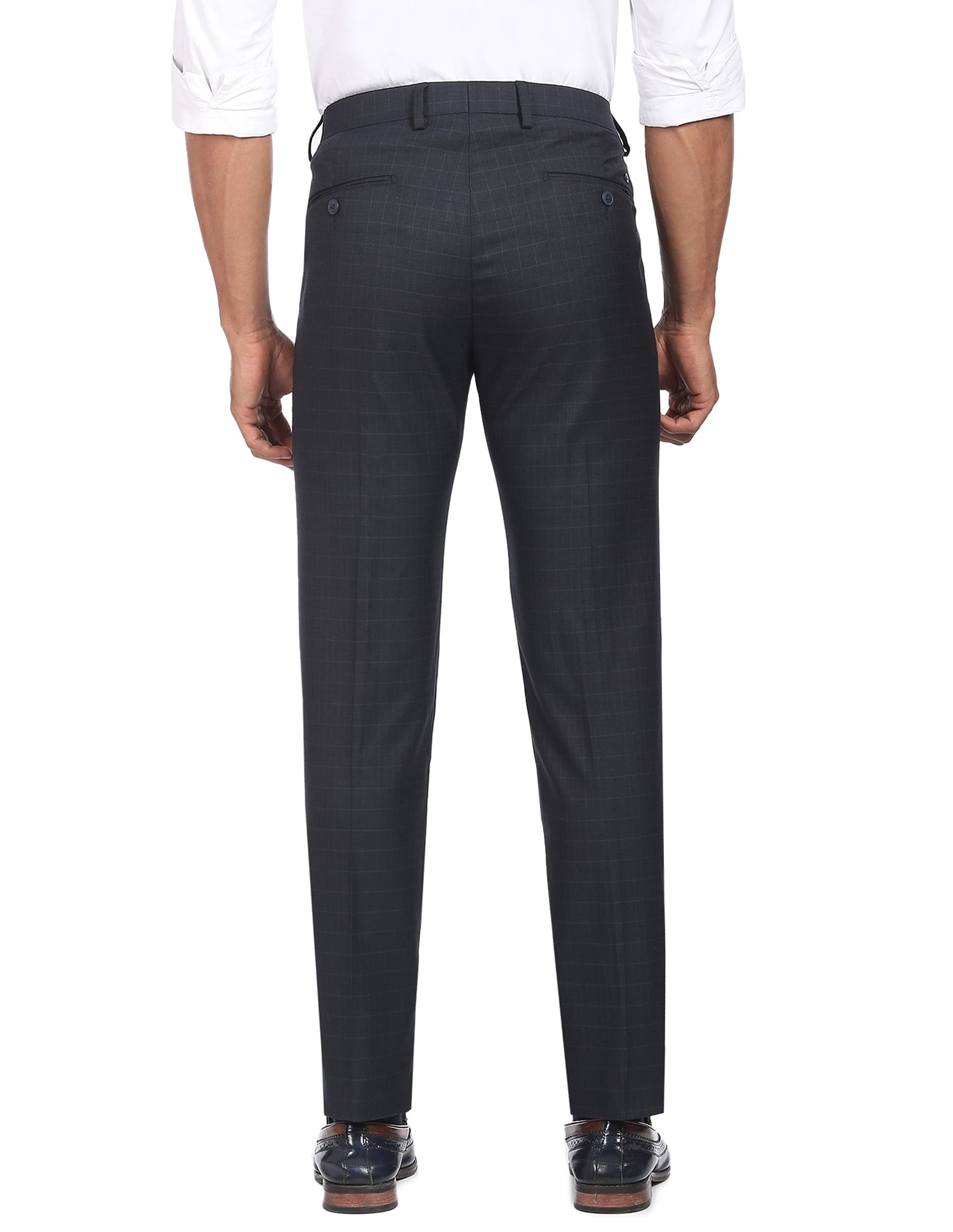Arrow Mid Rise Grid Tattersall Check Trousers