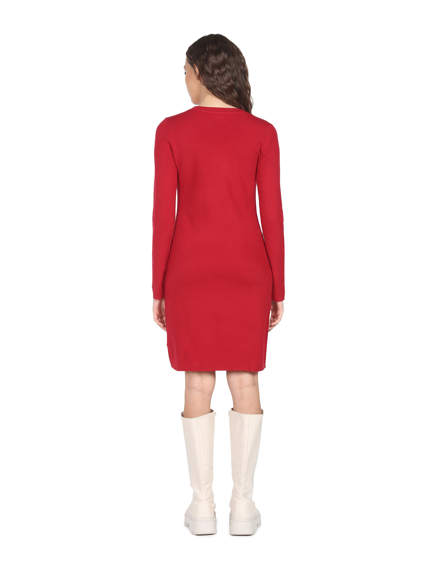 Buy For G and PL Women Cable Knit Turtleneck Sweater Dresses, Red, Large at  Amazon.in