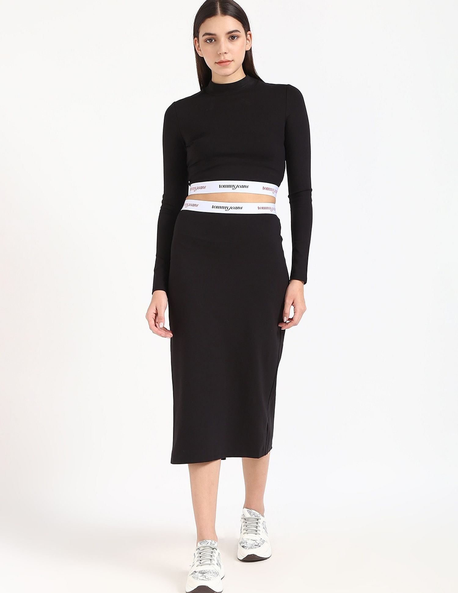 Tommy Hilfiger Regular-Fit Viscose Mock Neck Crop Top