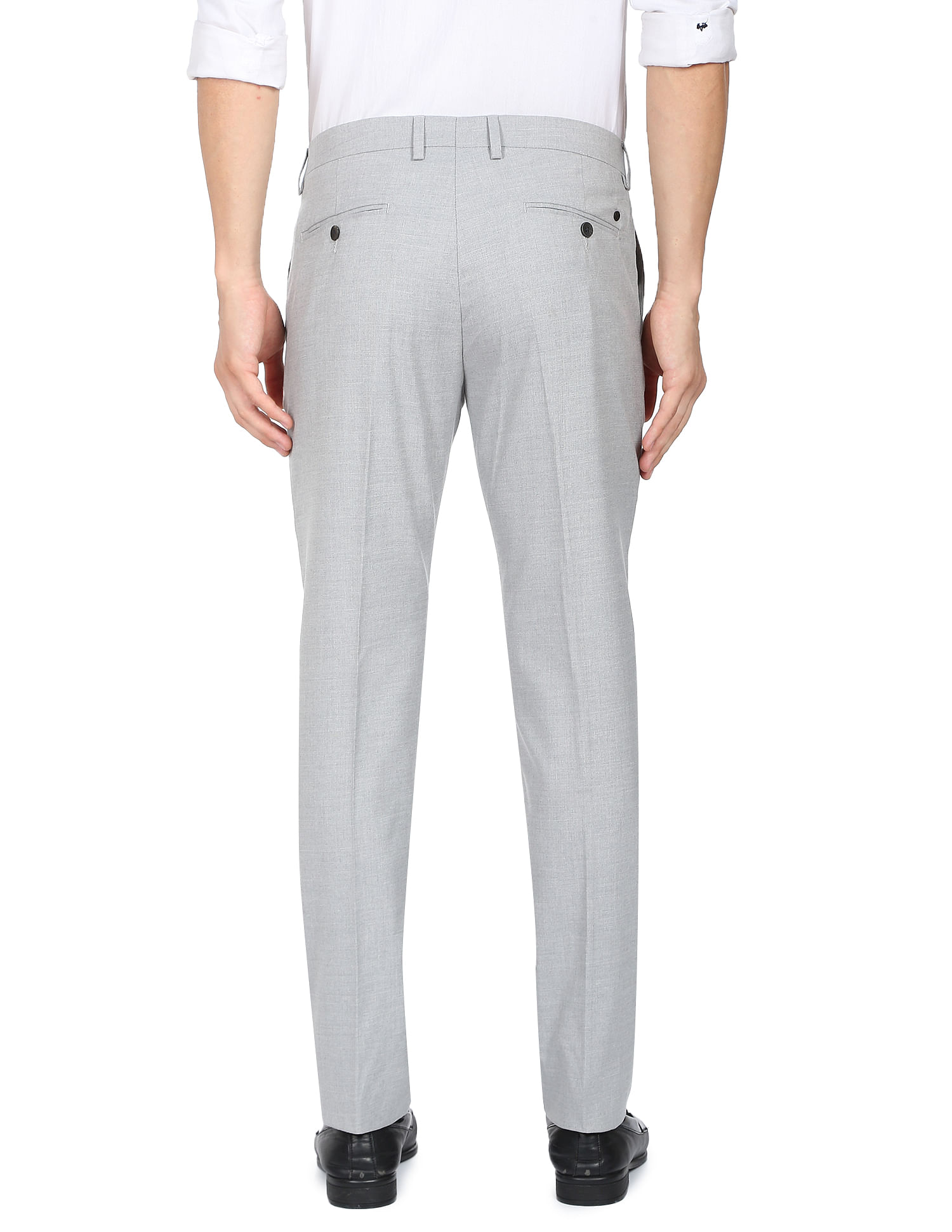 Slim Fit Mid Grey Trousers | Buy Online at Moss
