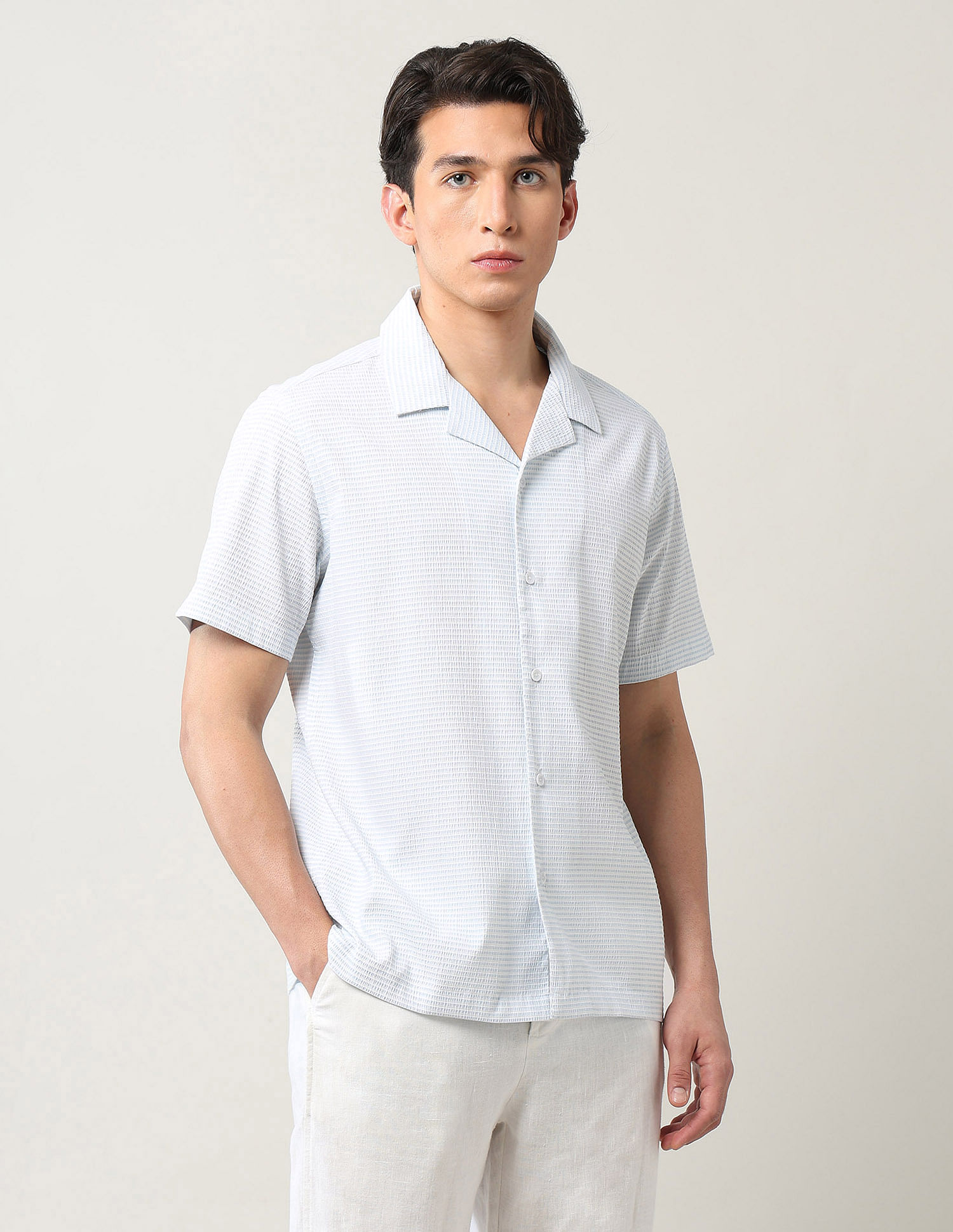 Arrow Textured Relaxed Fit Cuban Shirt