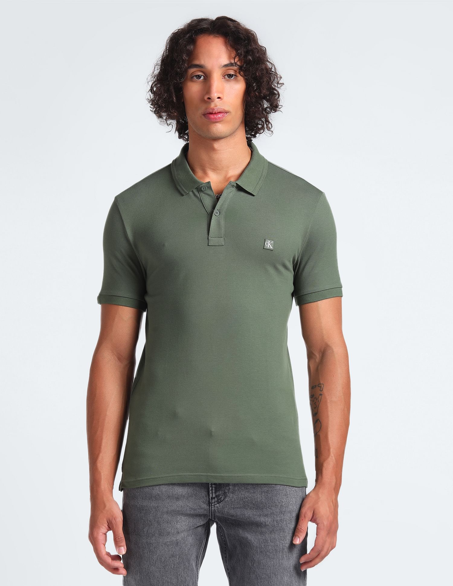 Calvin Klein Badge Logo Slim Polo Shirt