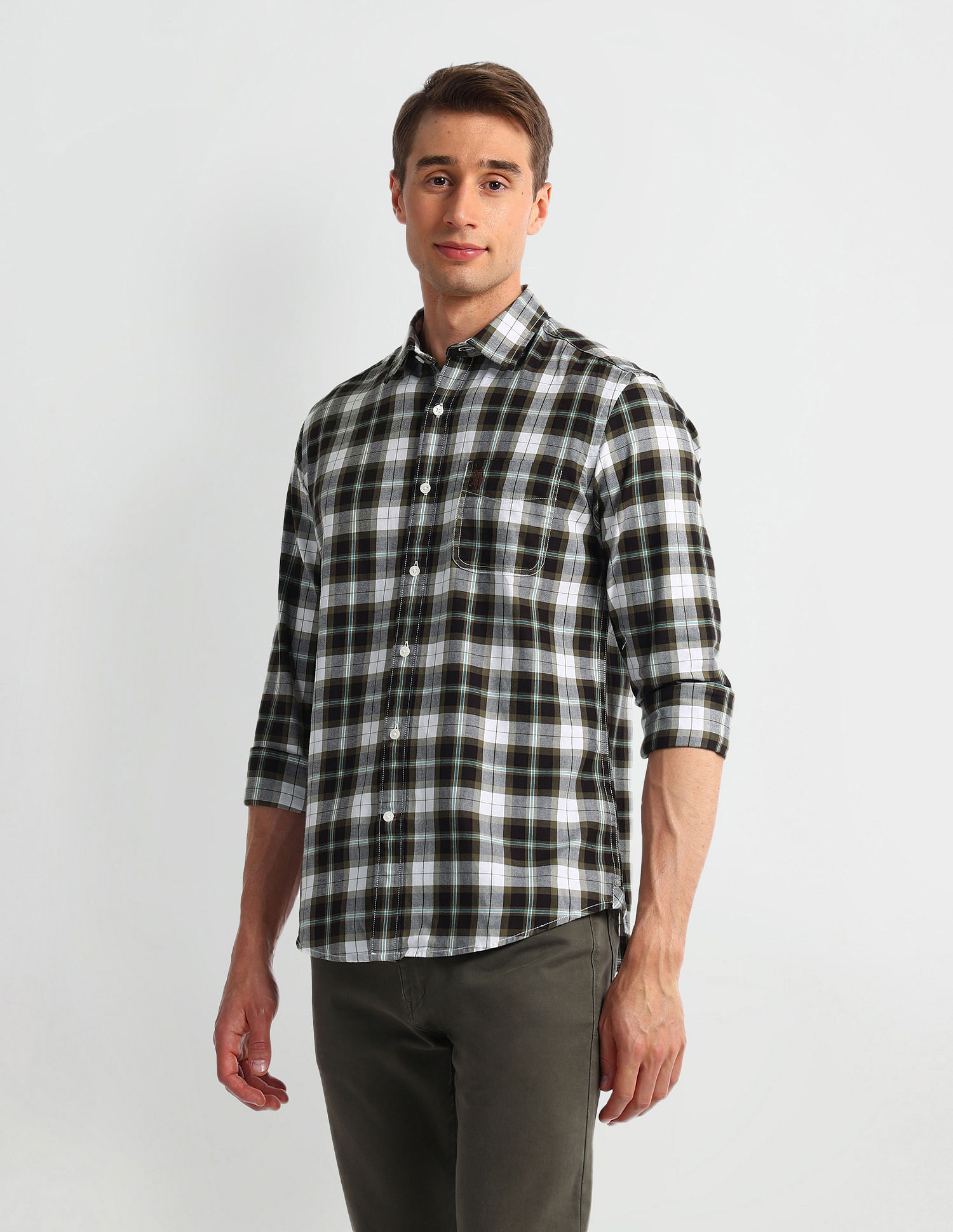 U.S. Polo Assn. Denim Co. Plaid Checked Slim Fit Shirt