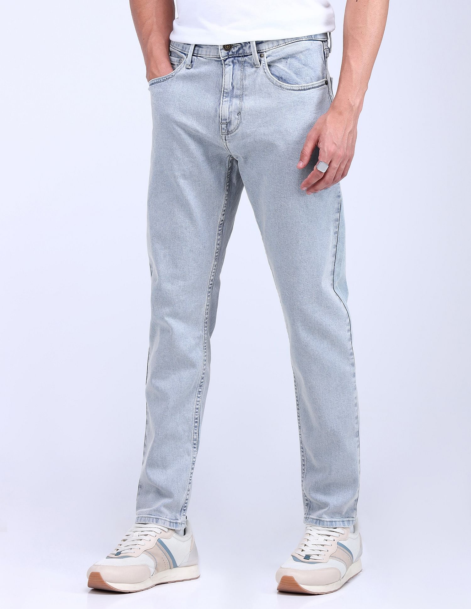Flying Machine Slash Slim Tapered Bleached Jeans