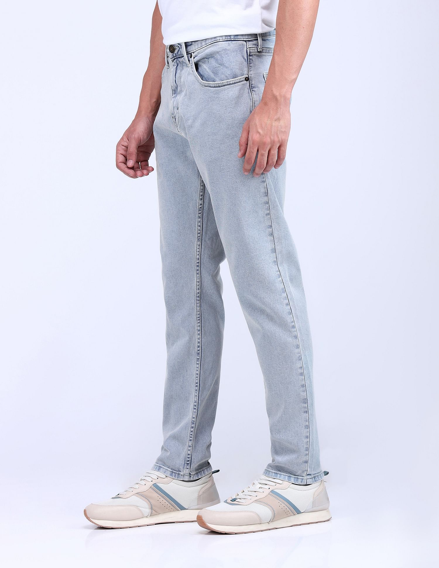 Flying Machine Slash Slim Tapered Bleached Jeans